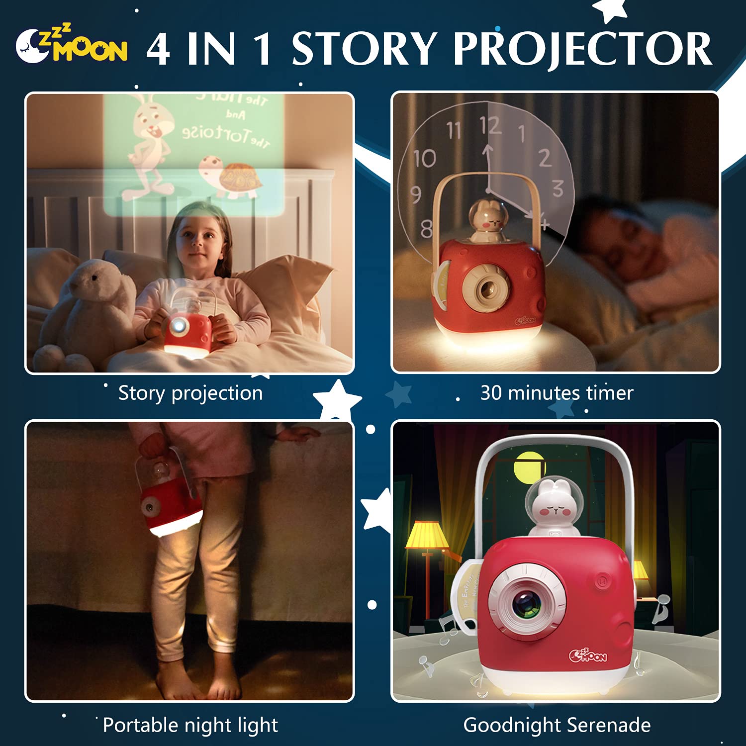 ZZZMOON Story Projector for Kids, Birthday Gifts for 2 3 4 Year Old Girls and Boys, Toddlers Projector Toys for Ages 3-5 (Rechar