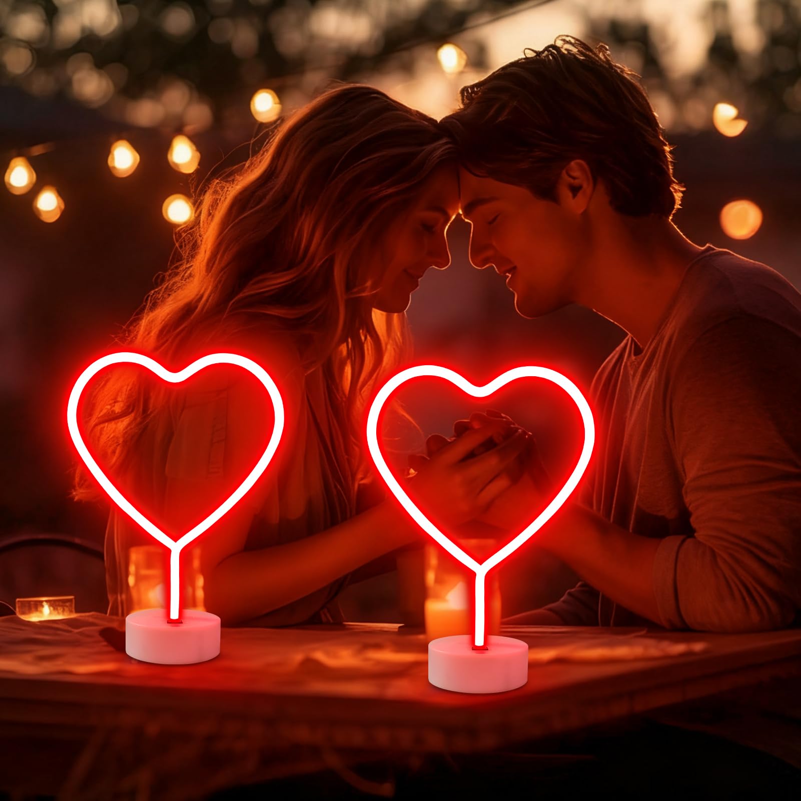 Brightdeck 2 Pack Heart Neon Signs  Led Lights Battery Operated Or Usb Powered Decoration Lamp  Neon Lights Decor For ValentineS Day Gifts  Wedding  Party  Pink Room Decor (Red Heart)