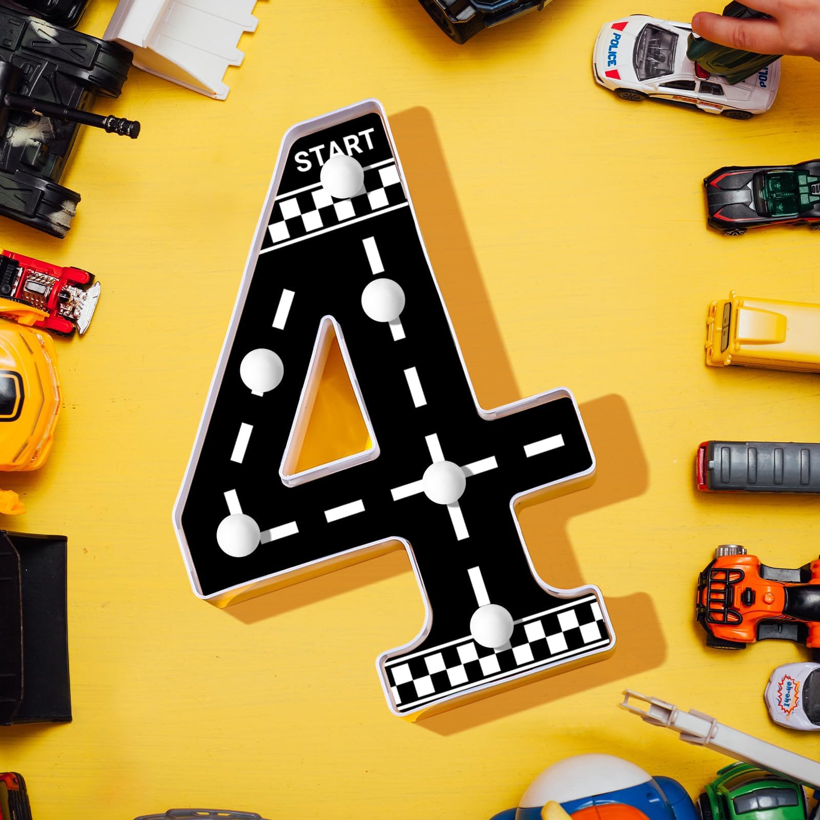 Racing Car Light Up Numbers Checkered Birthday Decorations Happy Birthday Light Up Sign Racetrack Inspired Decor Cars Theme Birt