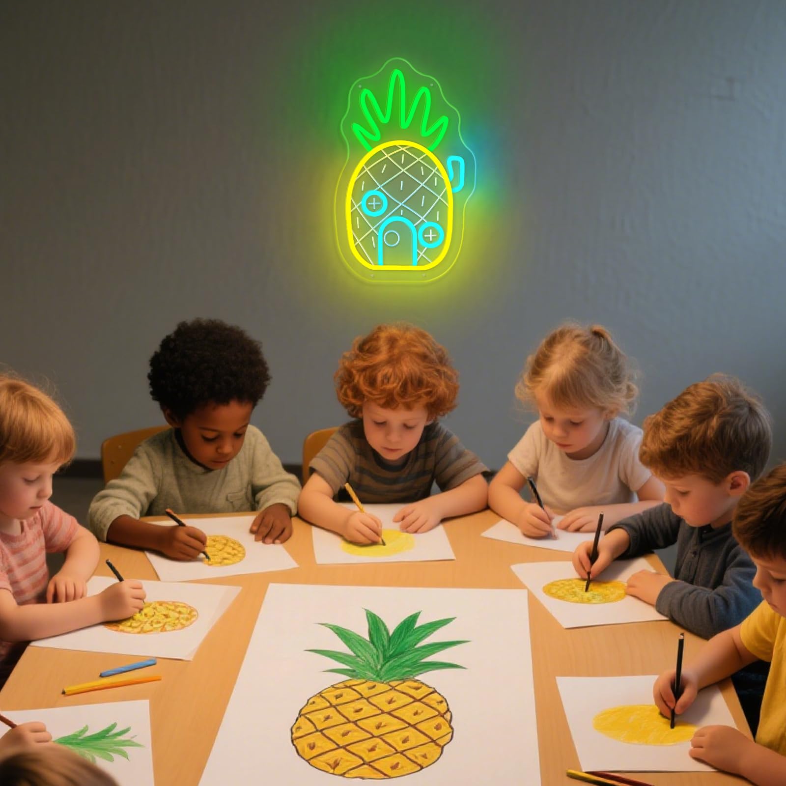 Pineapple House Neon Sign Dimmable Led Under Sea Pineapple Neon Light For Wall Decor Ocean Theme Kids Room Bedroom Gift