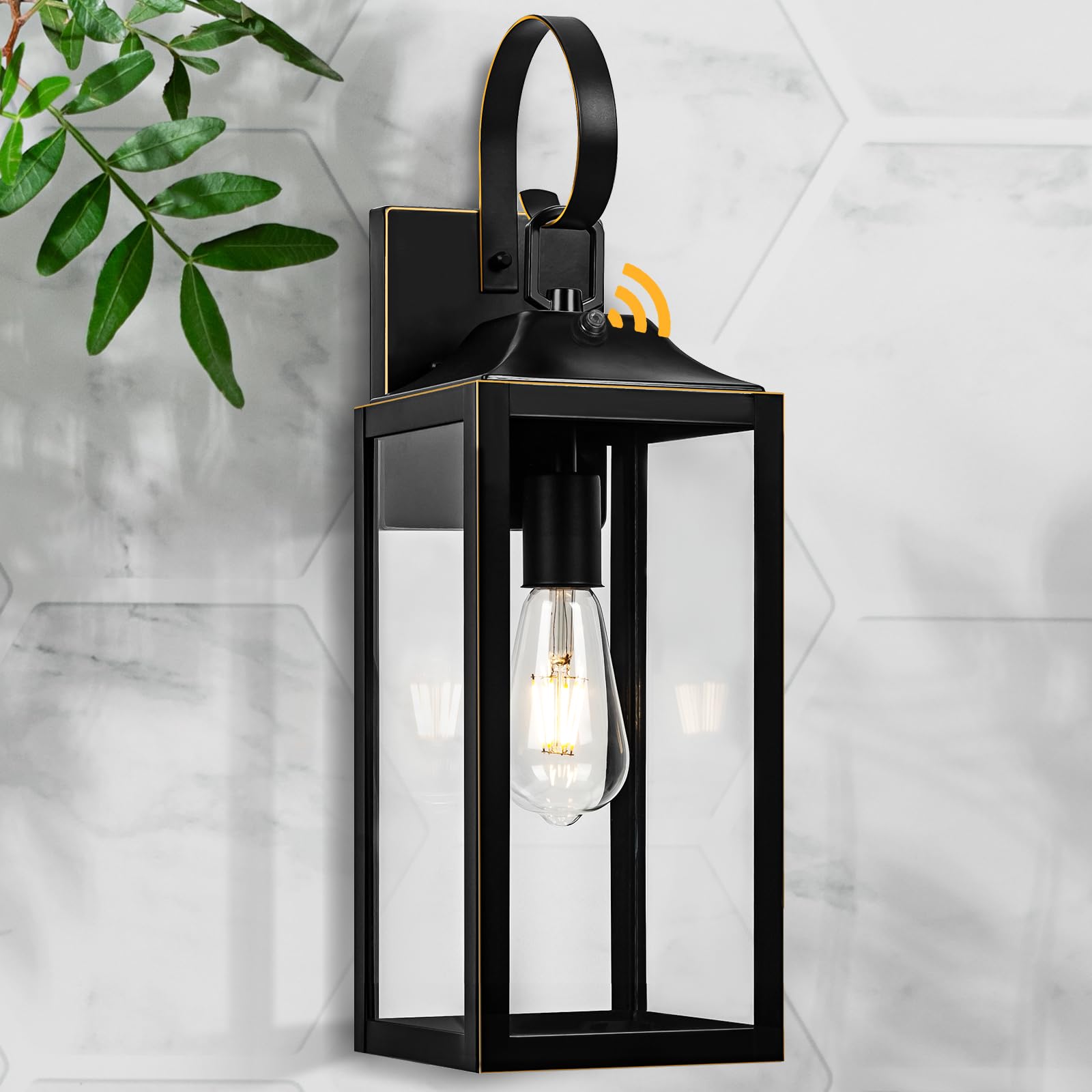 Yolsunes 19&quot; Black Dusk To Dawn Outdoor Wall Light Sconce, Waterproof Industrial Fixture