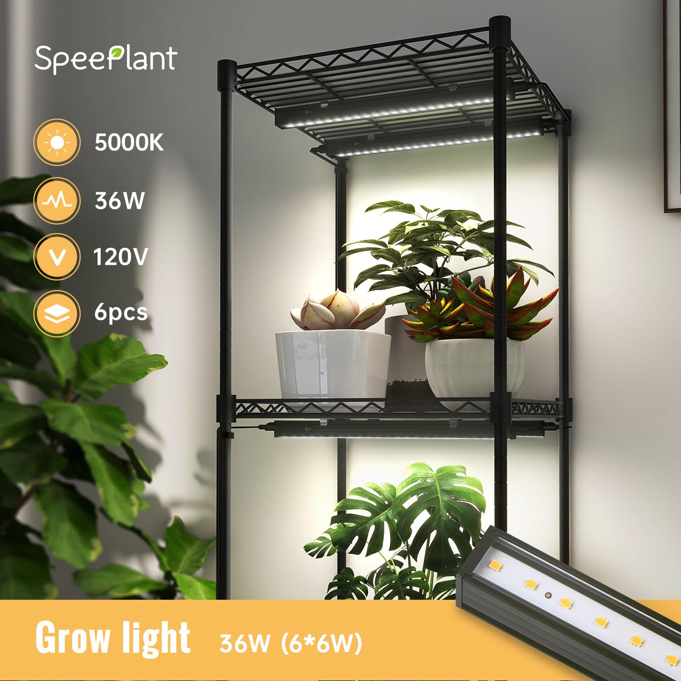 SpeePlant LED Grow Light Strips, T5 Grow Lights, Full Spectrum, 1FT 5000K, Led Grow Lights for Indoor Plants, Plant Light with O