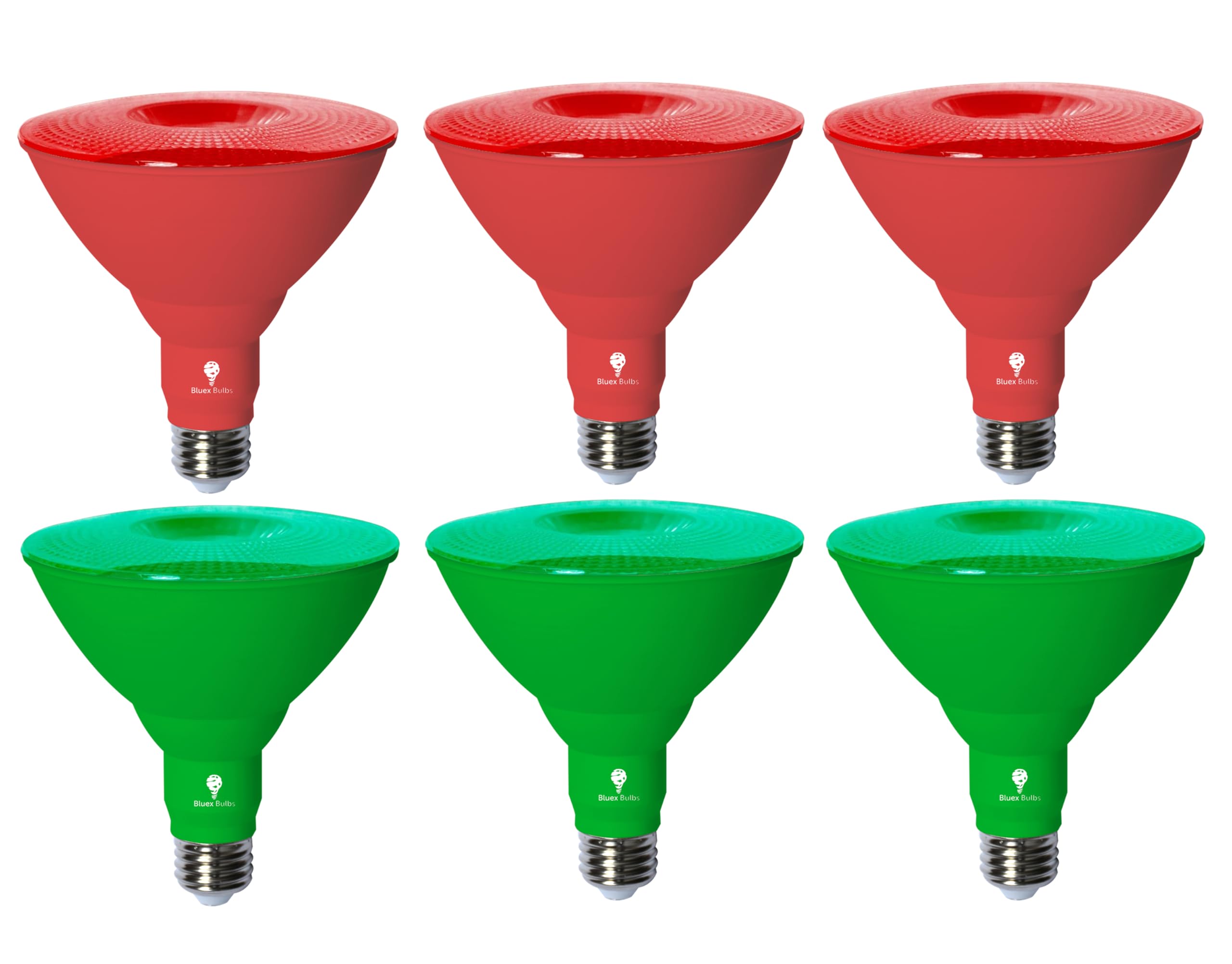 6 Pack Bluex Led Par38 Flood Green Red Light Bulb - 18W (120Watt Equivalent) - Dimmable - Green Red E26 Led Lights, Party Decora