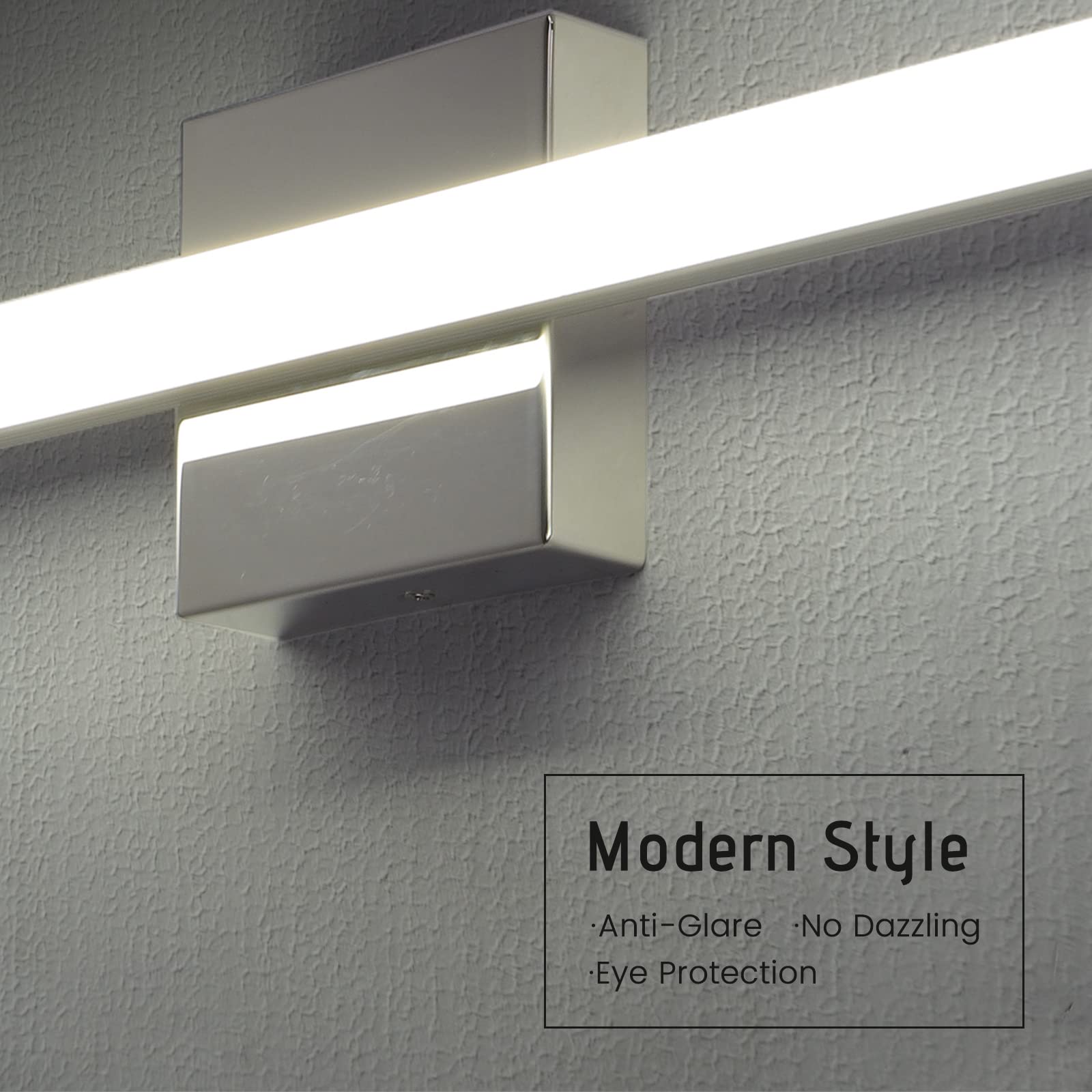 Kinyota Modern Led Vanity Lights For Bathroom 1 Pack 16In 9W Daylight White Chrome Bathroom Light Fixtures Bathroom Lights Over Mirror Vanity Lighting Fixtures Bathroom Vanity Light