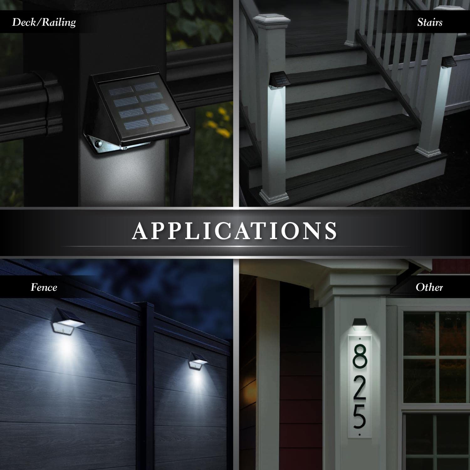 Classy Caps Sl178 Solar Integrated Led Deck & Wall Light - Black Aluminum