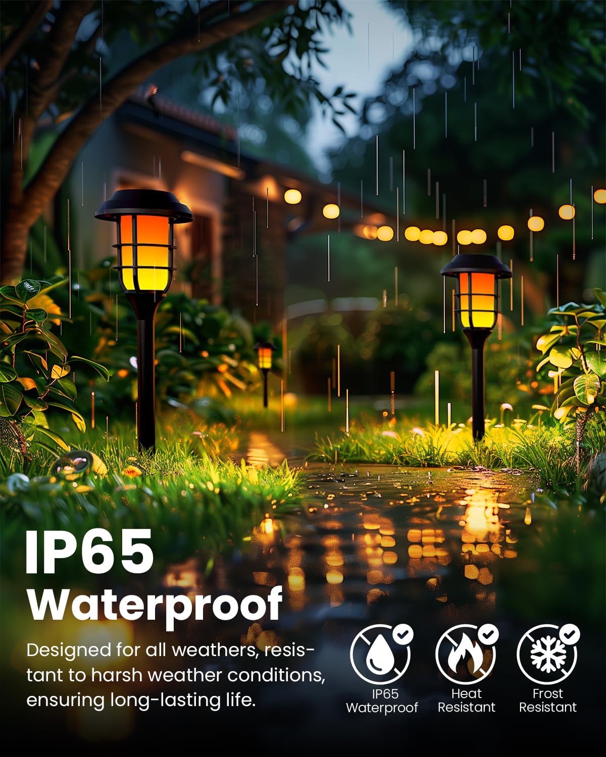 Hmdecor Solar Lights Outdoor, 8 Pack Solar Torch Light With Flickering Flame,Solar Garden Lights Waterproof For Outdoor Decor, Yard, Patio,Pathway,Walkway.