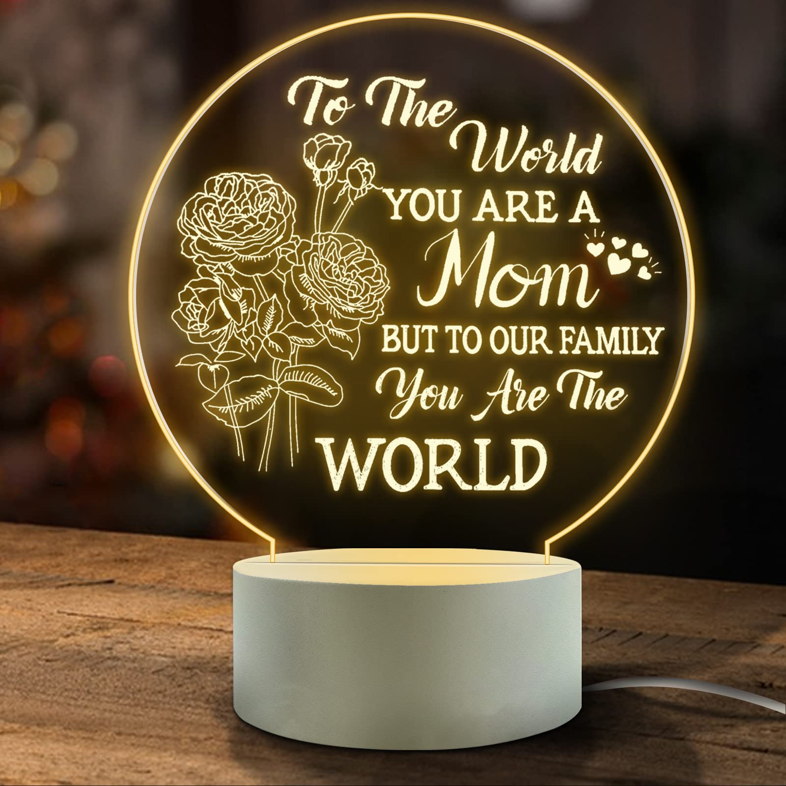FEBDEY Mother's Gift - Best Mom Birthday Gifts from Daughter & Son, Night Light Room Decoration