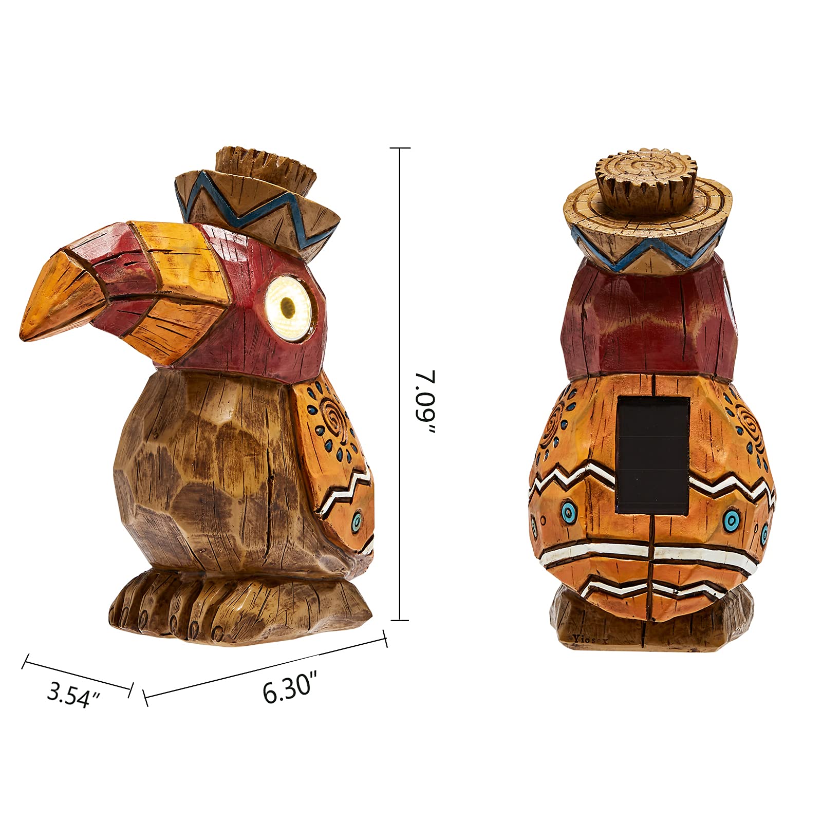 Yiosax Solar Tiki Statue-Woodwoodpecker Bird-Garden Hawaiian - Solar Outdoor Light Garden Sculptures & Statues Totem Pole Bar Outdoor Patio Pool Yard Summer Decorations