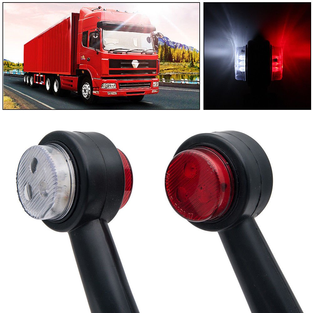 MASO 12V LED Side Outline Stalk Marker Lights - 20CM White Red for Trailer Truck Caravan