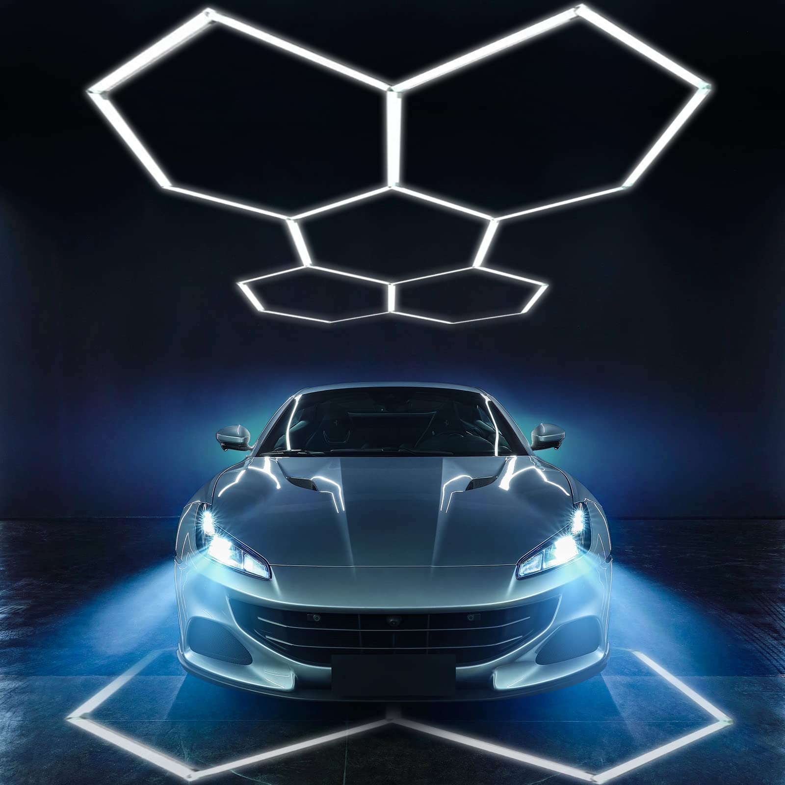 ALLYES Hexagon LED Garage Light, 5 Packs Hex LED Lights, 144W 17280LM 6500K White Super Bright Lighting, Car Detailing Ceiling L