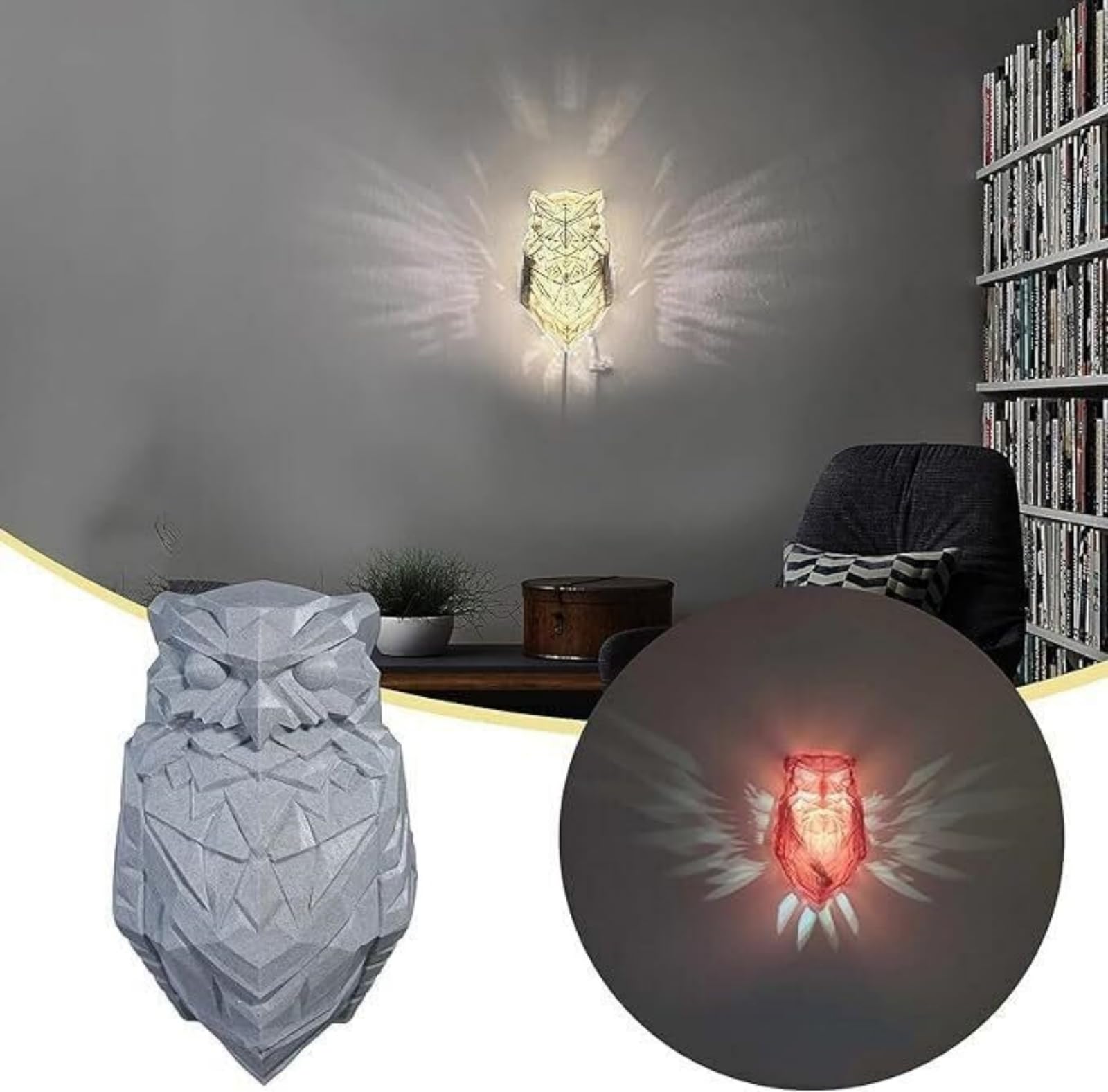 Isfiba 3D Animal Led Wall Lamp, Led Home Decoration Lamp, Atmosphere Rendering Lamp, For Study, Bedroom, Dining Room, Stairway, Hallway, Bar?Built-In Battery And Hook, Turn On And Go(Night Owl)