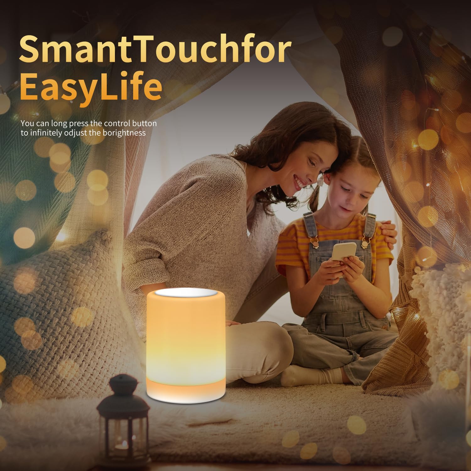 Oorun Touch Bedside Table Lamp,13 Rgb Colors & 5 Brightness, Usb Rechargeable Desk Lamp, Remote Control Dimmable Night Light Wit
