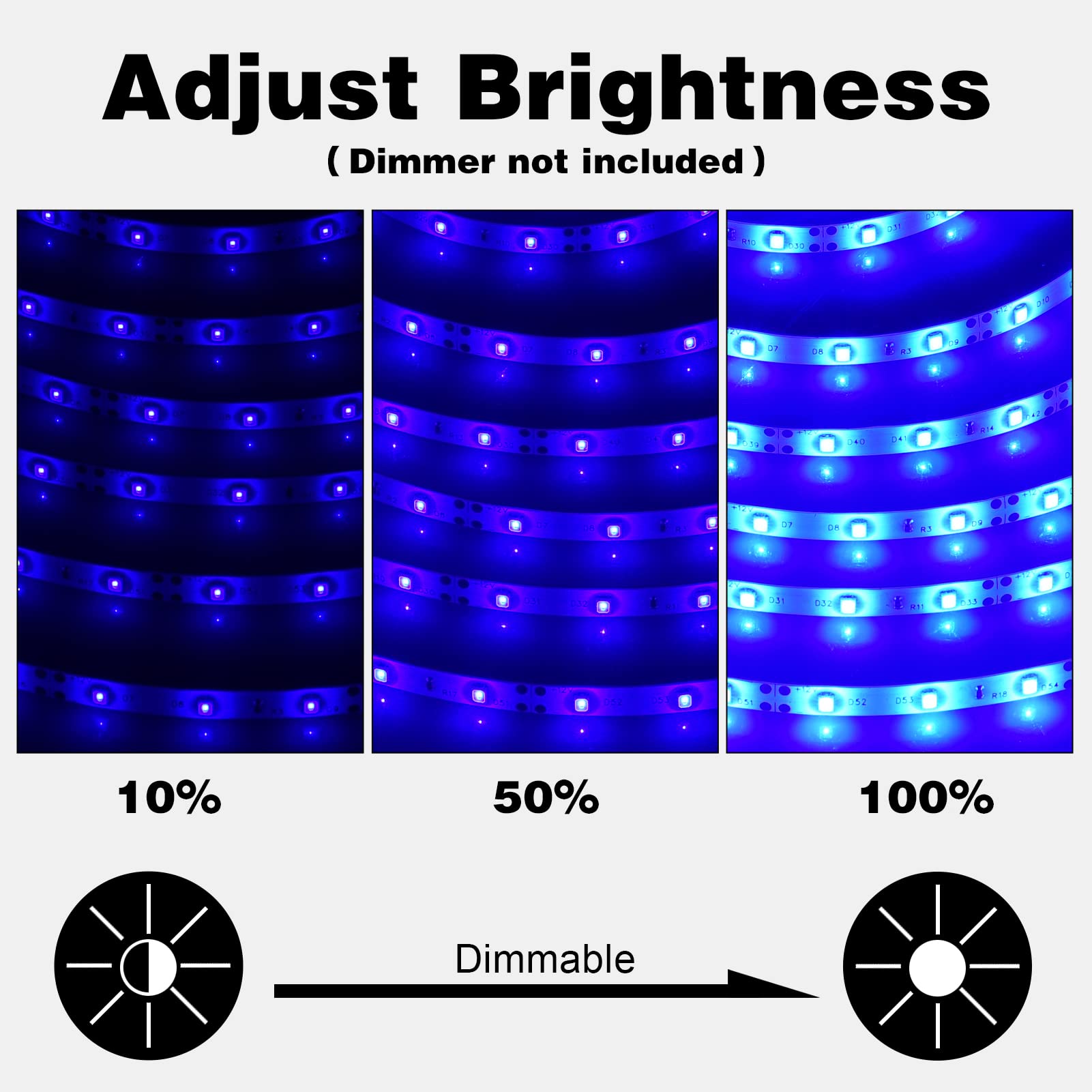 iNextStation 12V LED Light Strip 16.4ft IP65 Waterproof Blue 300 SMD 2835 Flexible Vinyl Tape