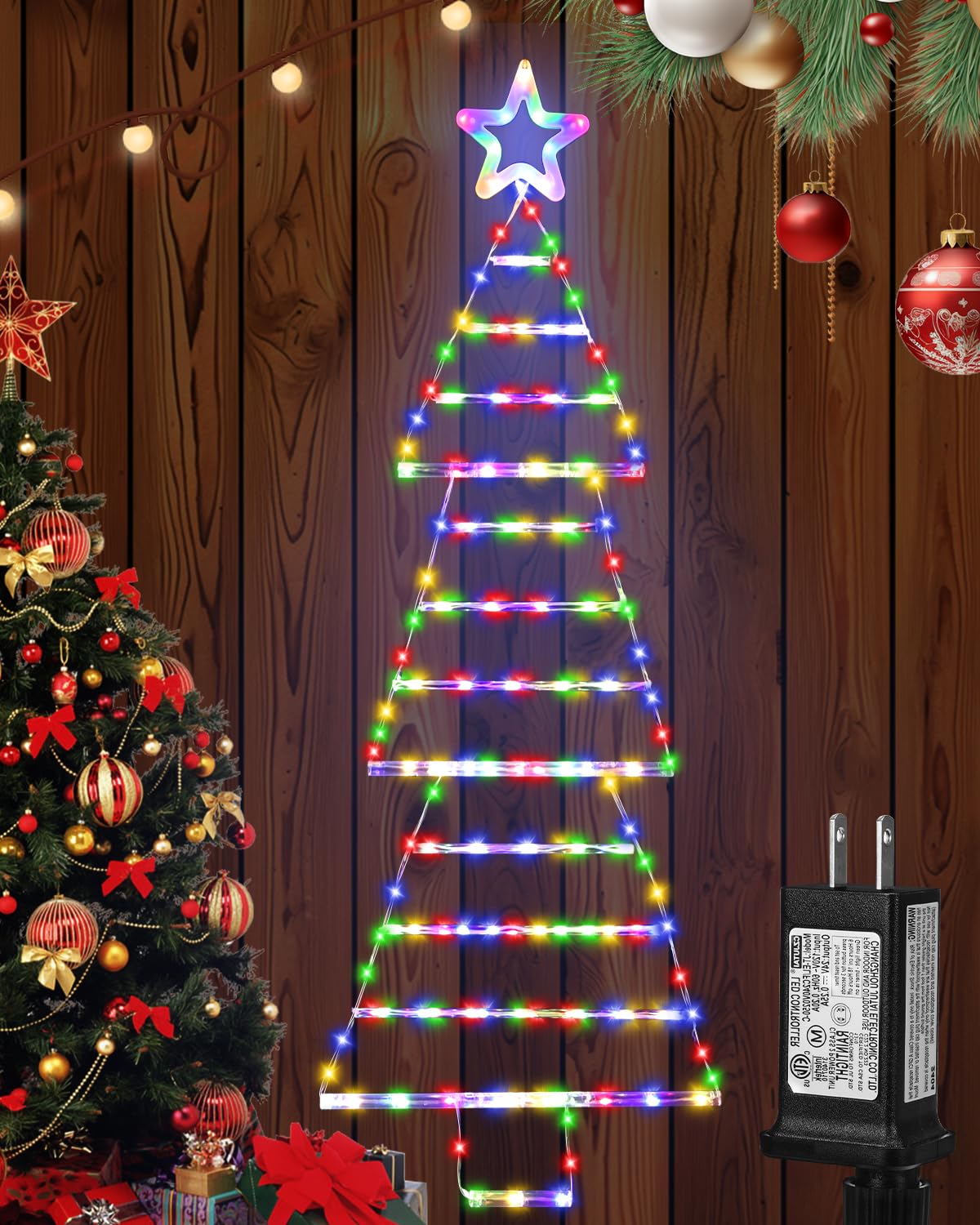 MUYUN Outdoor Christmas Tree Lights 175 LED Multicolor Waterproof 4.6ft with 8 Modes & Memory Function Model YLS1000WD01