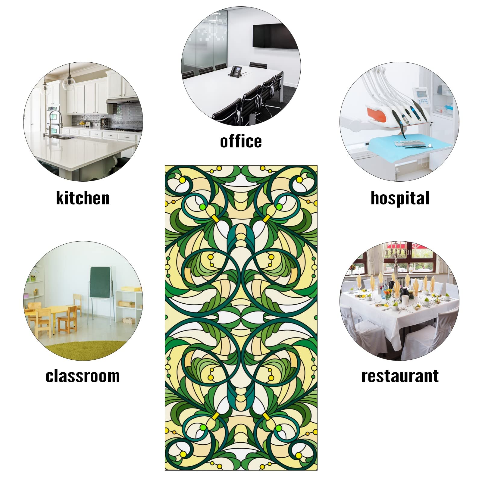 Msinmkok Stained Glass Green Floral Pattern - Fluorescent Light Covers - 2X4 Drop Ceiling Fluorescent Decorative Ceiling Light C