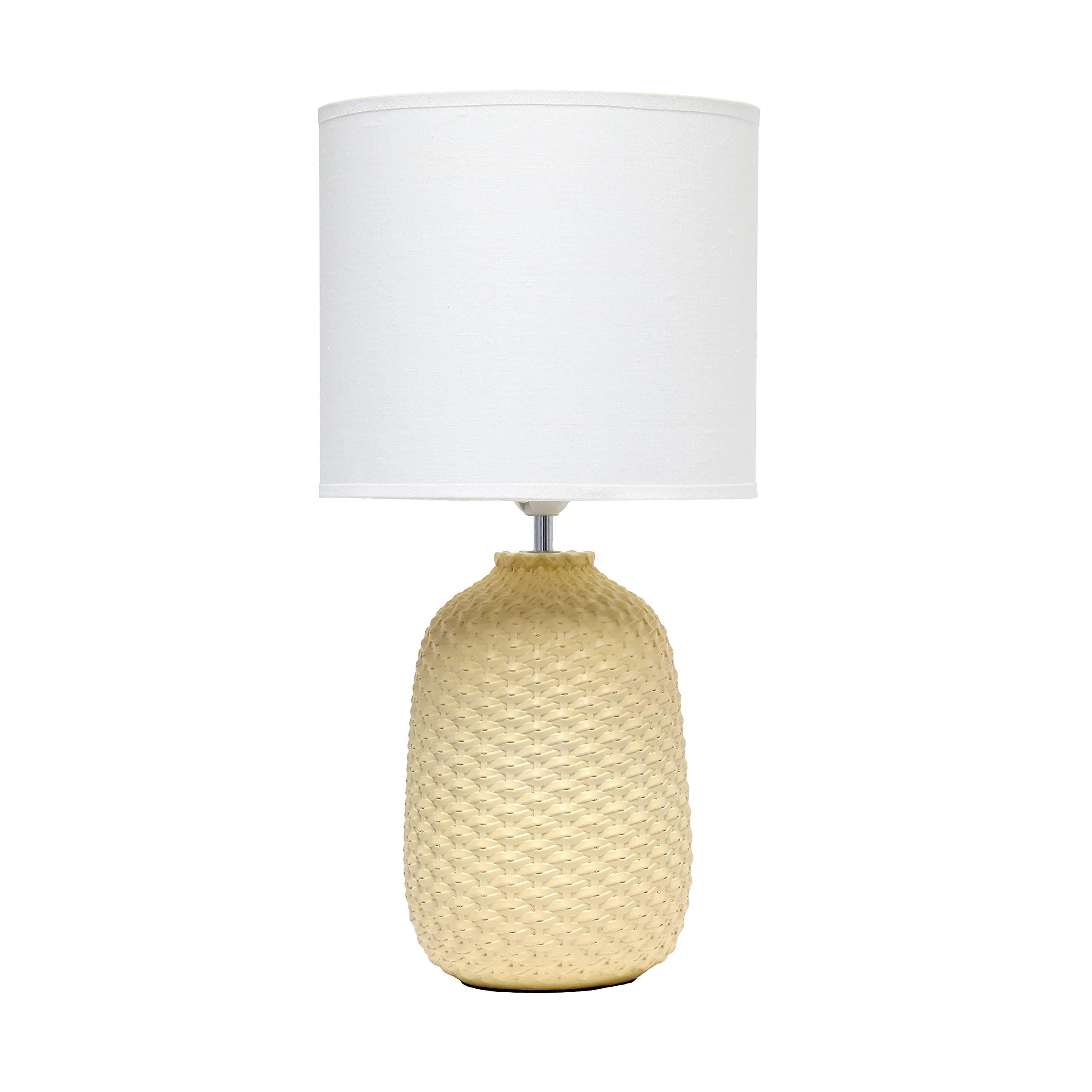 Simple Designs LT1135-YLW Ceramic Bedside Table Desk Lamp 20.4in Tall Yellow with White Fabric Drum Shade