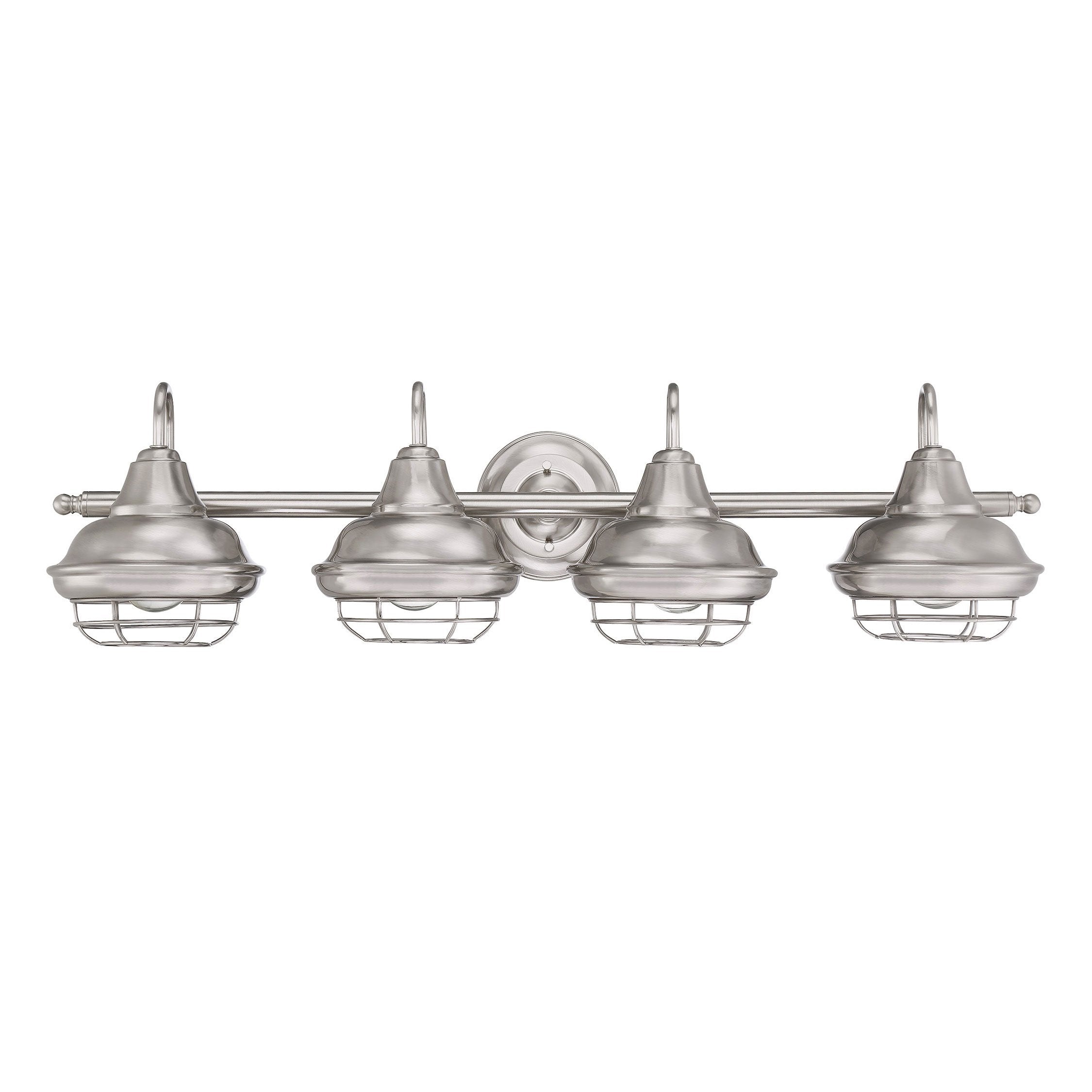 Designers Impressions 4 Light Wall Sconce Bathroom Fixture Metal Satin Nickel Model 10015