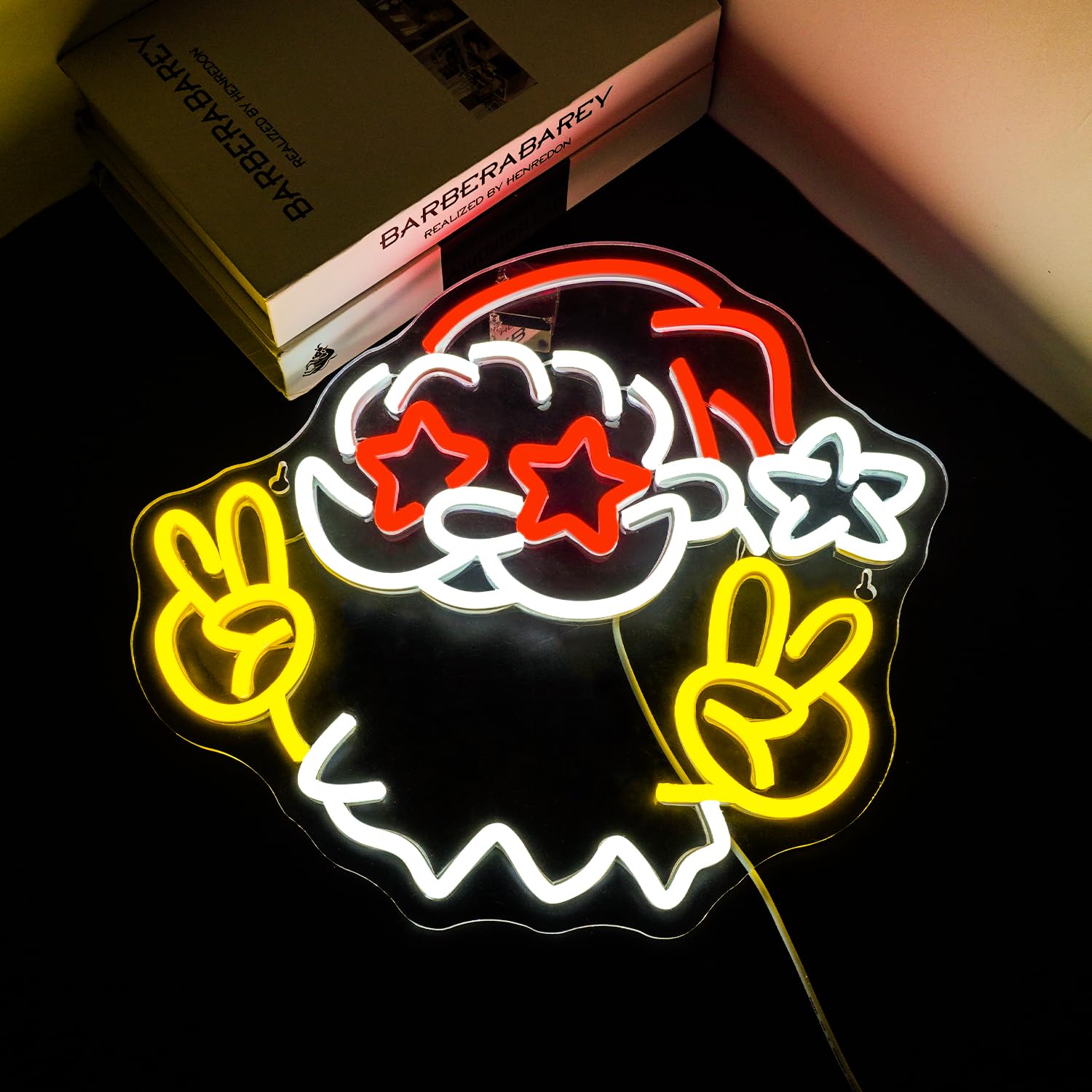 Looklight Christmas Neon Sign Cute Santa Neon Signs For Wall Decor Red Santa Hat Led Lights Powered For Party Shop Store Living Room Bar Man Cave Club Pub Door Bedroom Decoration Christmas Gifts