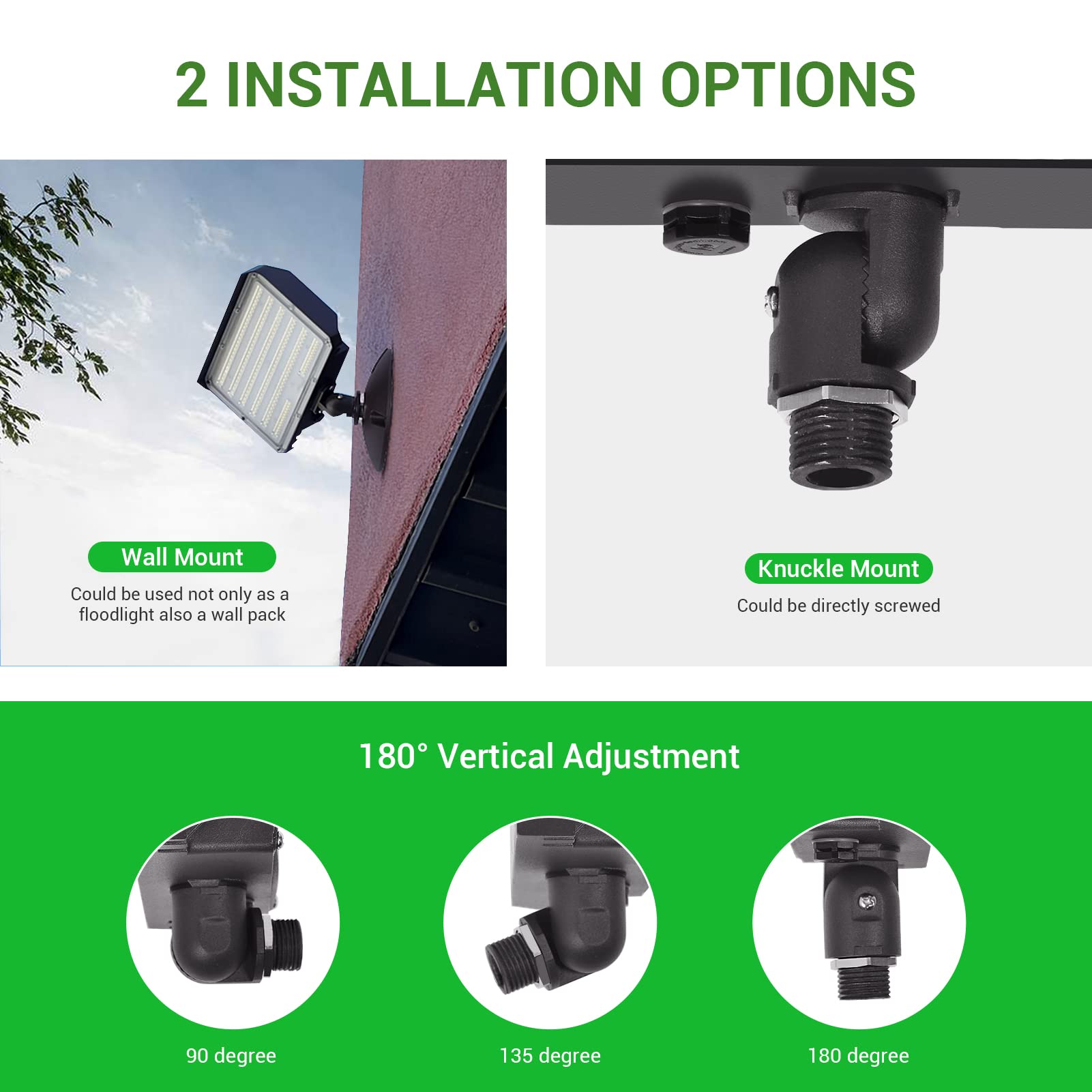 Szgmjia 2 Pack 80W Led Flood Light Outdoor, Security Light With Dusk-To-Dawn Photocell 5000K Daylight 12,000 Lm Super Bright(800W Halogen Equiv)Adjustable Knuckle Mount Ip65 Waterproof For Yard Garage