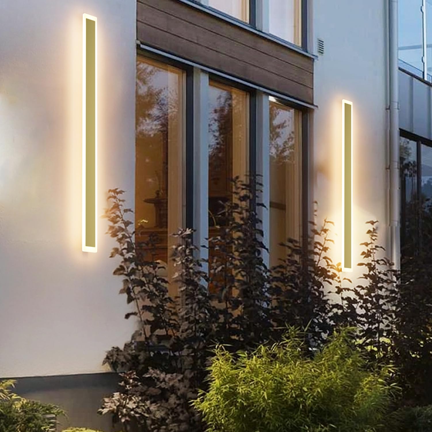 Aipsun Outdoor Wall Sconce 30W LED Gold Modern Porch Light Fixture 39.4in Frosted Acrylic 2 Pack