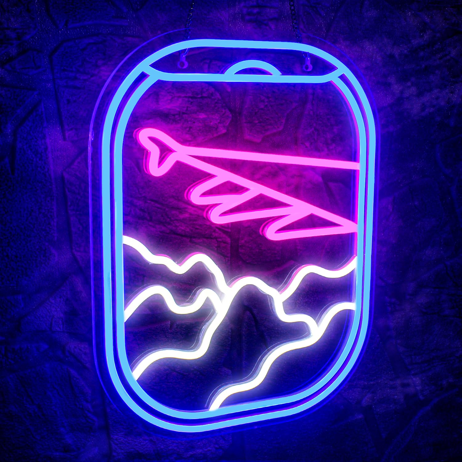 WLHOPE LED Neon Sign - Air  Window View Decor, 12.6x16.5 inches, B-  Window Clouds, Model LL-fly view