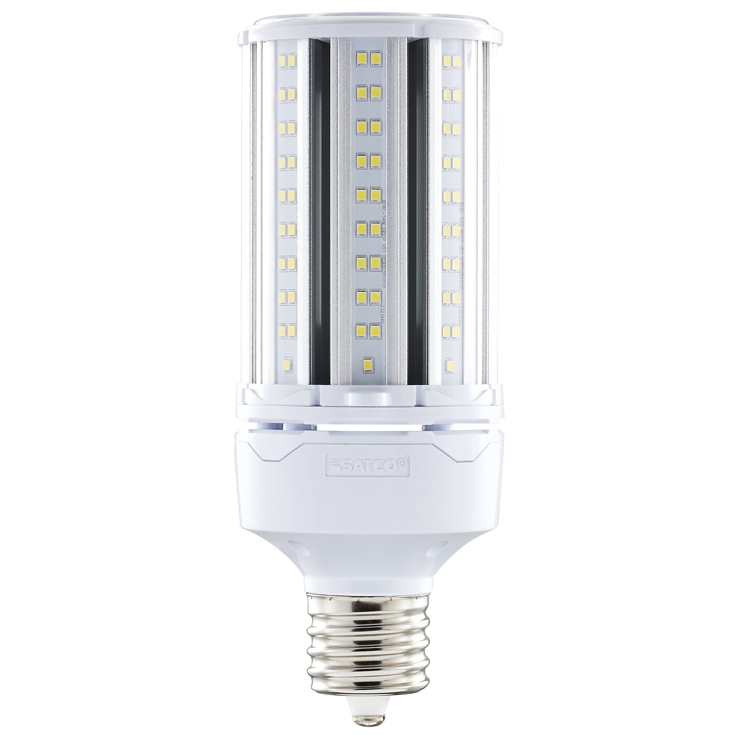 Satco 54W LED HID Replacement Corn Cob Bulb, 5000K, Extended Mogul Base, Type B Ballast Bypass, 6 Pack, White, Model S49394