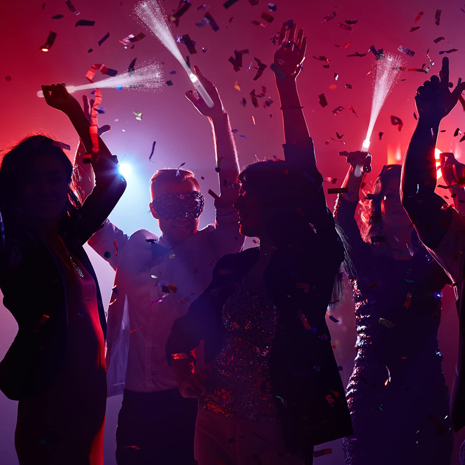 96 Pcs Fiber Optic Wands Led White Glow Stick Flash Fiber Optic Light Rod For Bulk Wedding Lighting Wands Flashing Sticks With 3 Light Modes Including Creating The Perfect Party Concert Atmosphere