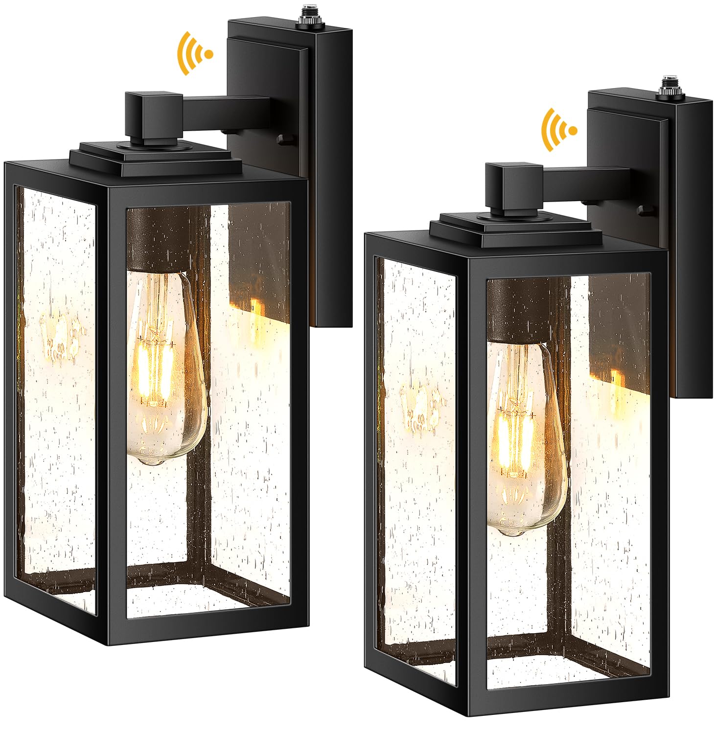 VIANIS Large 2 Pack Outdoor Wall Lights, Dusk to Dawn Black Exterior Garage Lighting Fixture Wall Mount Sconces, Modern Front Po
