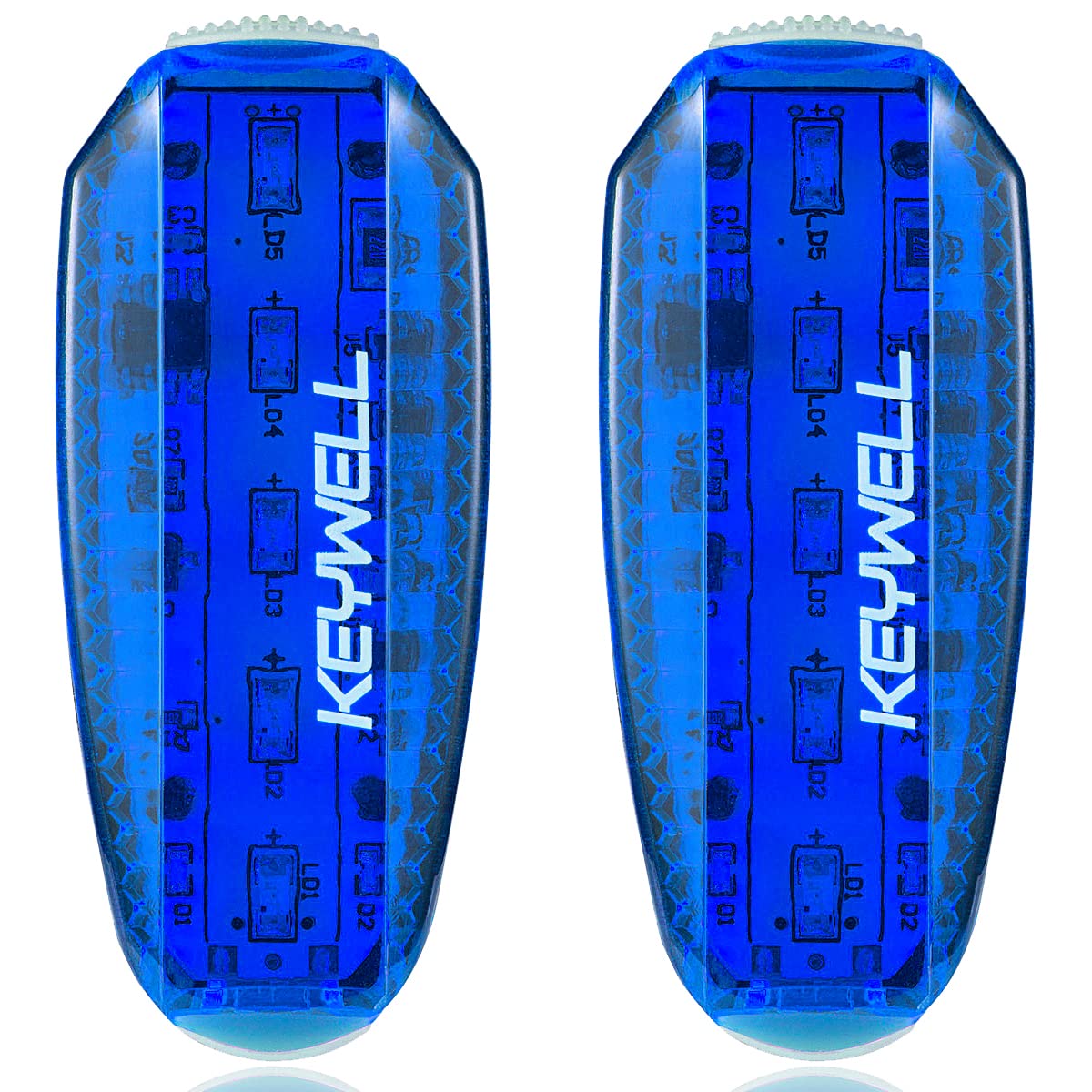 KEYWELL USB Rechargeable LED Safety Lights - Clip-On Strobe for Runners, Joggers, Dogs - Silicone, Blue, Model KT-13, 2 Pack