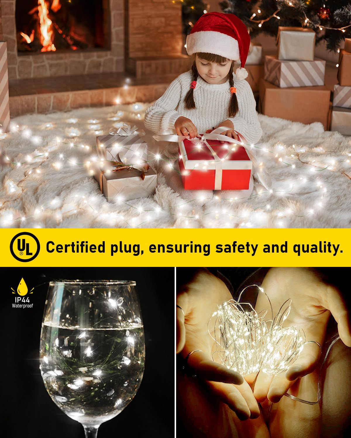 KNONEW 400FT Outdoor Christmas Fairy Lights, 1200 LED, Waterproof, 8 Modes, Cool White, Green Wire, Model KN-1000-LIG168-01