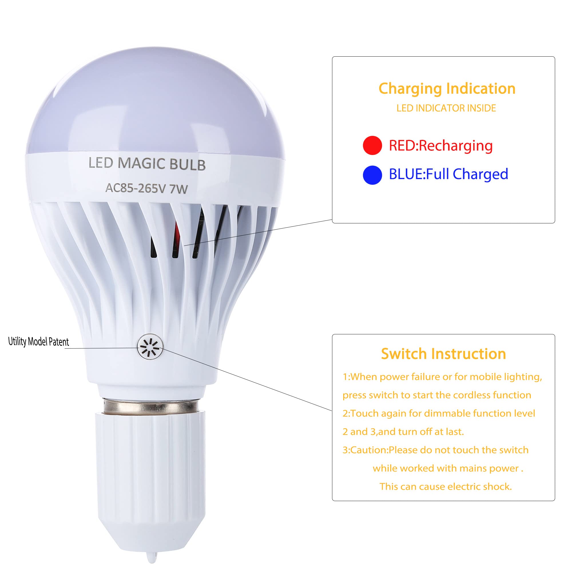 BSOD Rechargeable LED Magic Light Bulbs with Remote, Warm White, 2 Pack, E26 for Home Indoor Lighting