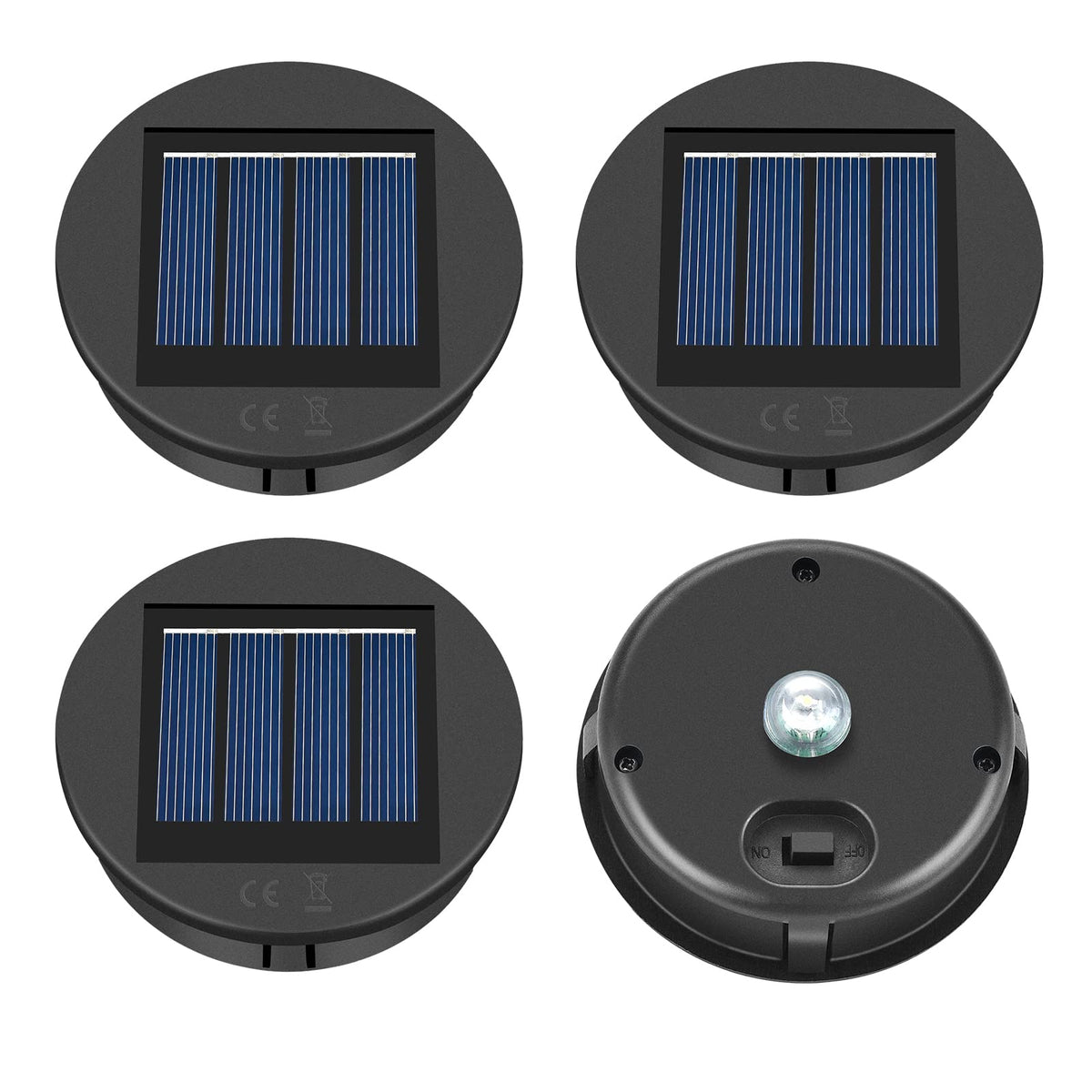 ELUTENG Solar Light Replacement 4 Pack (Top Size 3.15 inch, Bottom Size 2.76 inch) LED Solar Lantern Light Lids Outdoor Waterpro