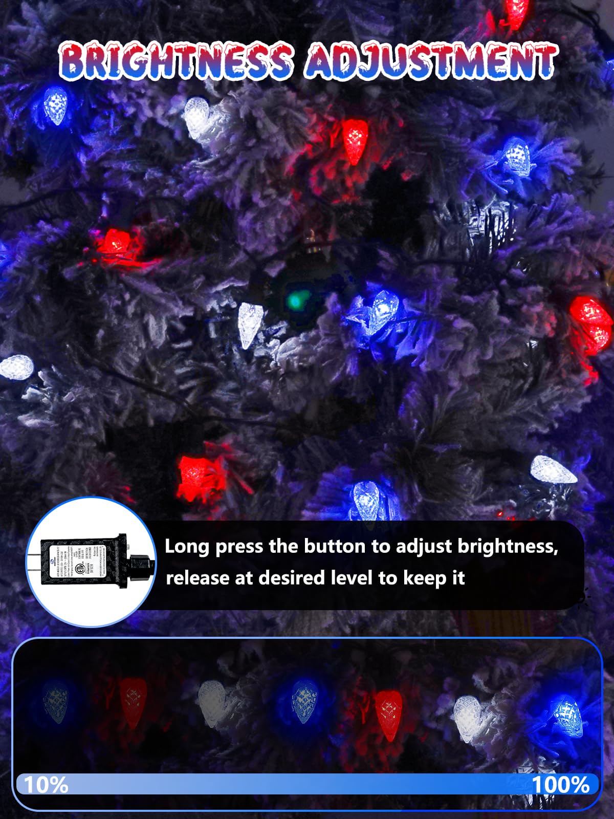 240 Led 78Ft C6 Christmas String Lights  Super Long Christmas Lights Outdoor Indoor With 13 Modes & Timer  Waterproof Fairy Twinkle Light Plug In For Tree Party Xmas Decorations (Red White And Blue)