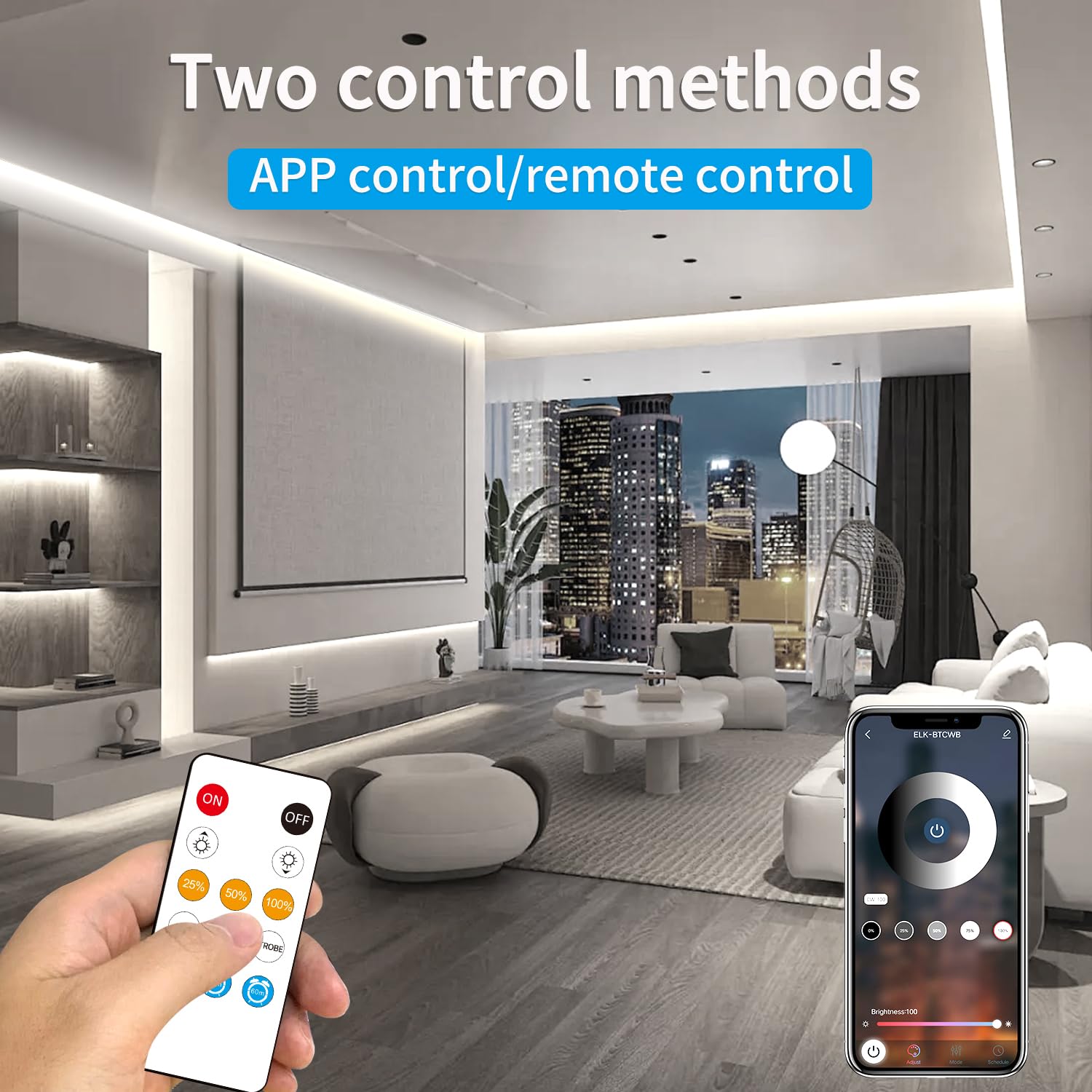 Yeewhale 32.8Ft Cob Led Strip Light White Dimmable Dc 24V 6000K Flexible Led Tape Light For Bedroom, With Remote And App Control Led Tape Lights,For Diy Home Decoration(White