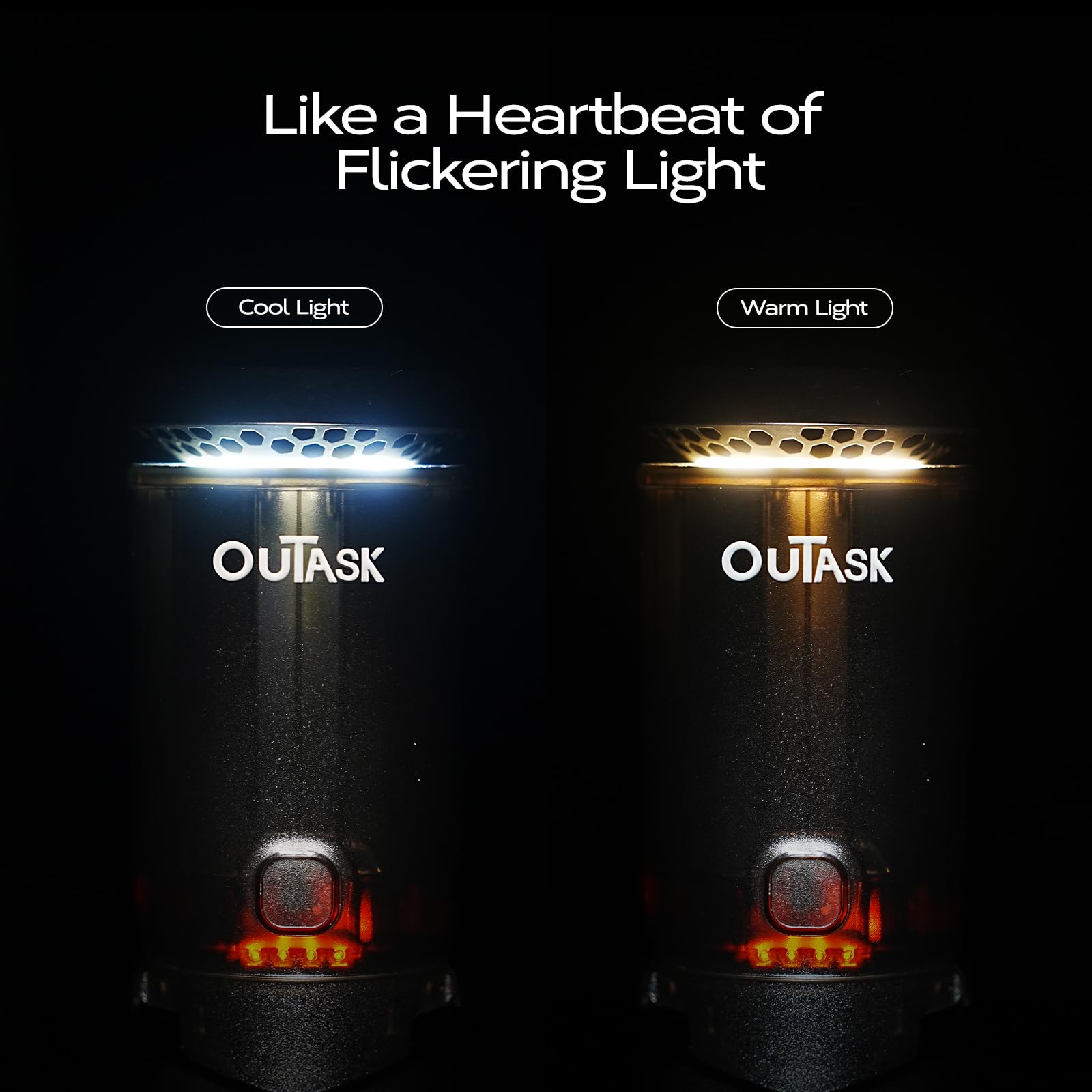 Outask Telescopic Camping Light, 12000mAh Battery, IPX6/IPX7 Waterproof, Black, Model CA-TD-1-OUTASK