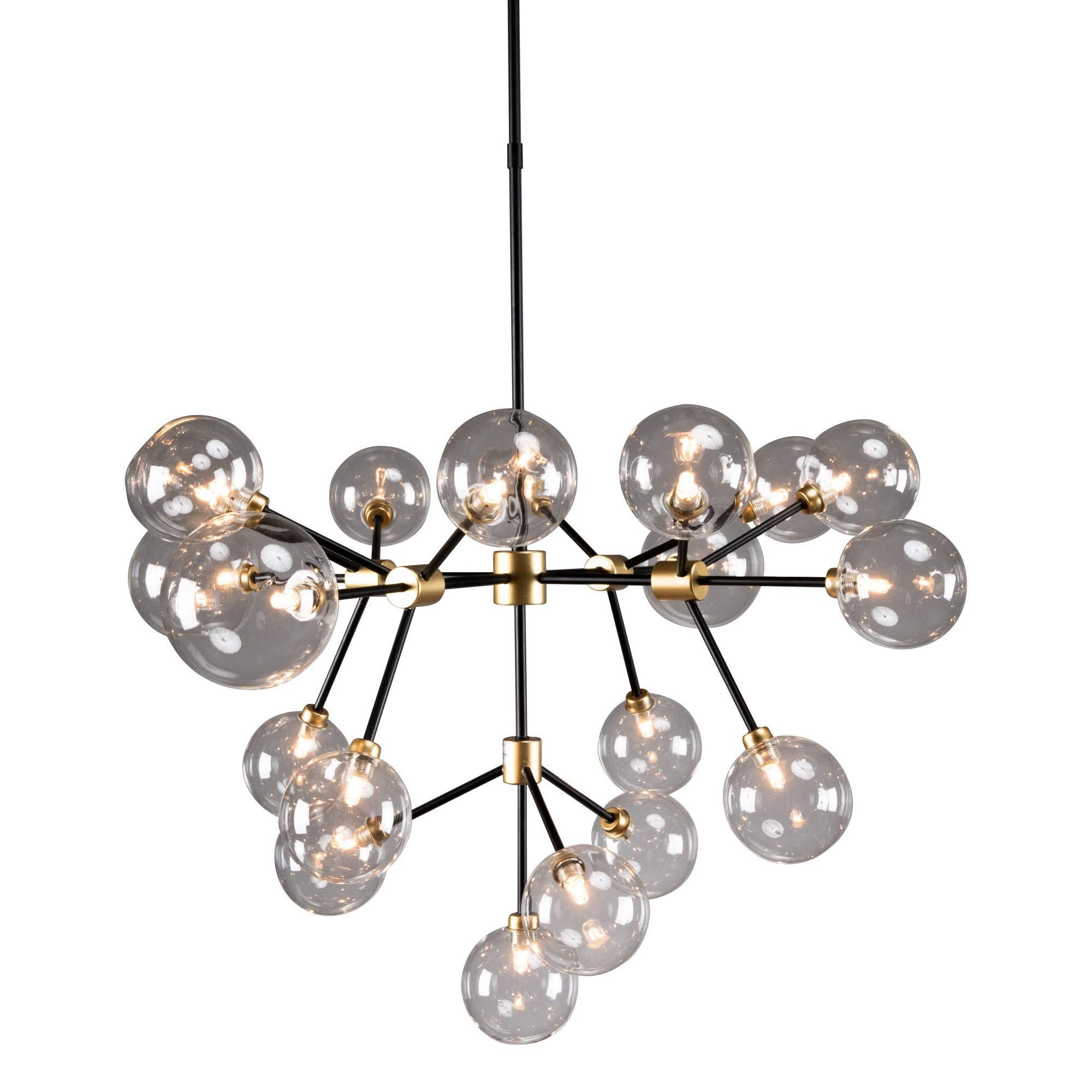Benjara 20 Light Two Tone Glass And Metal Chandelier, Black, Gold