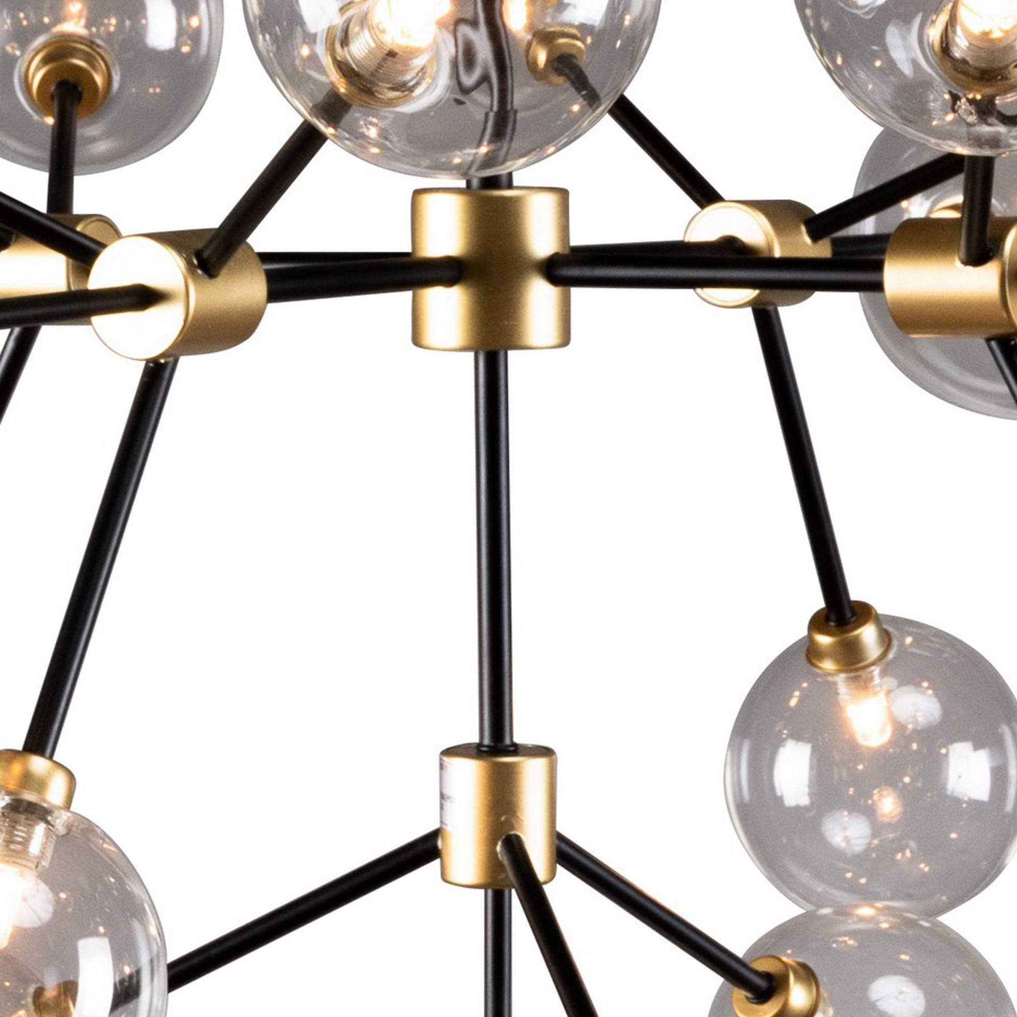 Benjara 20 Light Two Tone Glass And Metal Chandelier, Black, Gold