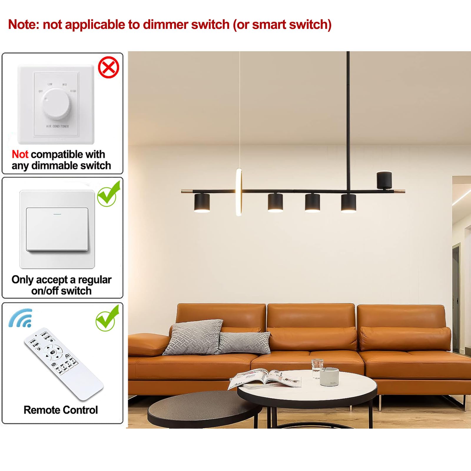 Siittoo Modern Black Pendant Light, Led Dimmable Hanging Pendant Light Fixture With Spotlights, 40'' Modern Led Chandelier Kitch