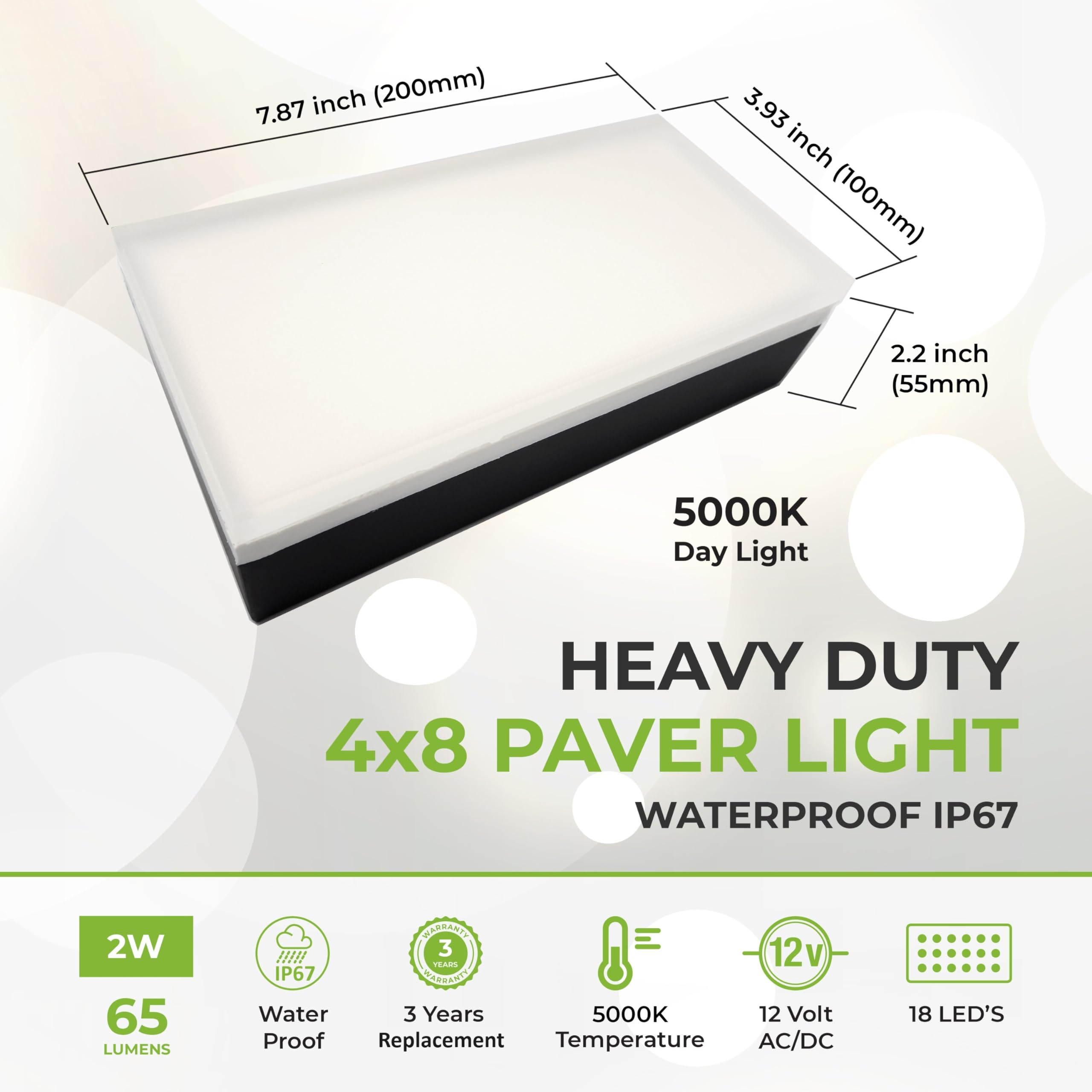 Lumengy Paver Light 4  8 Inch, Glare-Free 5000K Brick Lighting For Paver Driveways, Pathways, Patios & Garden, 12V Waterproof &