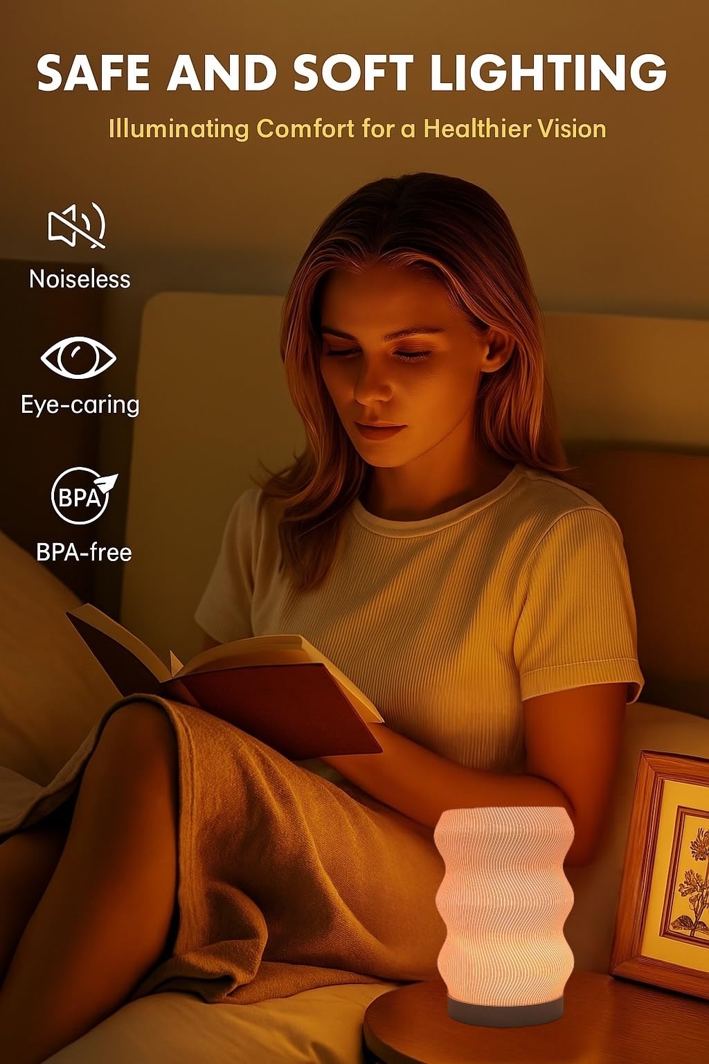 Delta Loom Wave Table Lamp - Modern LED Light - Mini Size - White Plastic - Ideal for Bedroom, Desk, Nightstand, or Office Decor