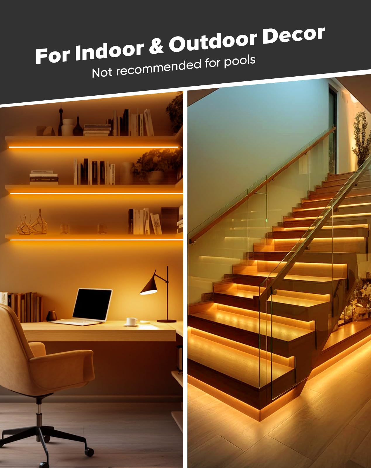 Shine Decor Cob Led Rope Light Ac 120V  800Lm Ultra Bright  Ip65 Waterproof Cold-Resistant Etl Neon Strip  No Driver Tape Lighting For Home Commercial 10X4.5Mm  Amber  32.8Ft