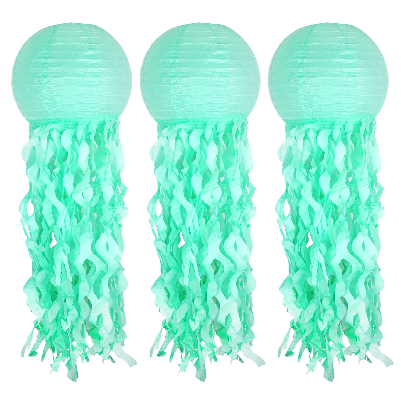 UNIIDECO Jellyfish Paper Lantern Decoration, Green, Ocean Theme, Model Lan21