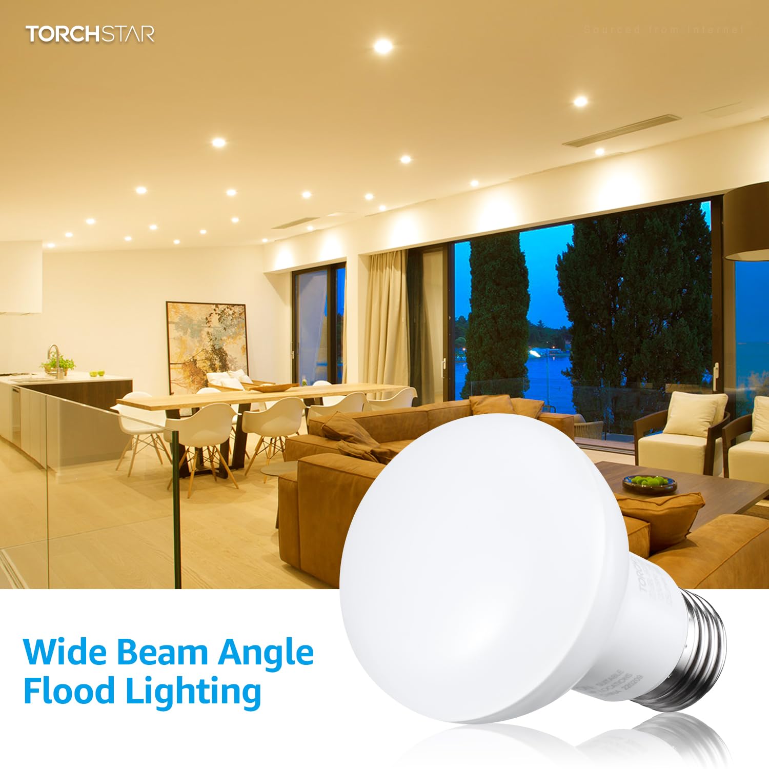 TORCHSTAR BR20 LED Bulbs, Dimmable Indoor Flood Light, 8 Pack, 7.5W (50W Eqv), Warm White (3000K), E26 Medium