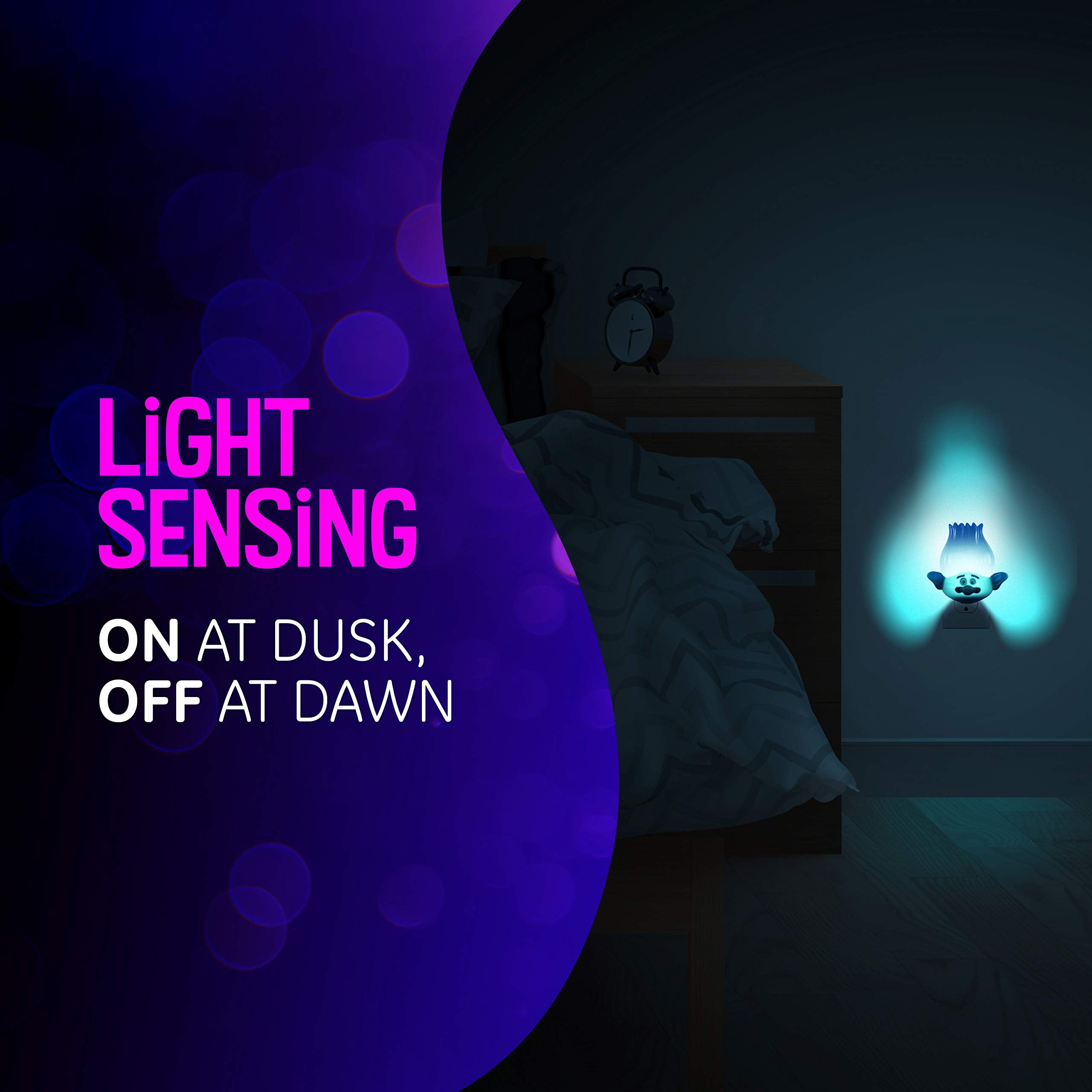 DREAMWORKS TROLLS Branch LED Night Light, Plug-in, Dusk to Dawn, Teal Glow, UL-Listed, Model 47393