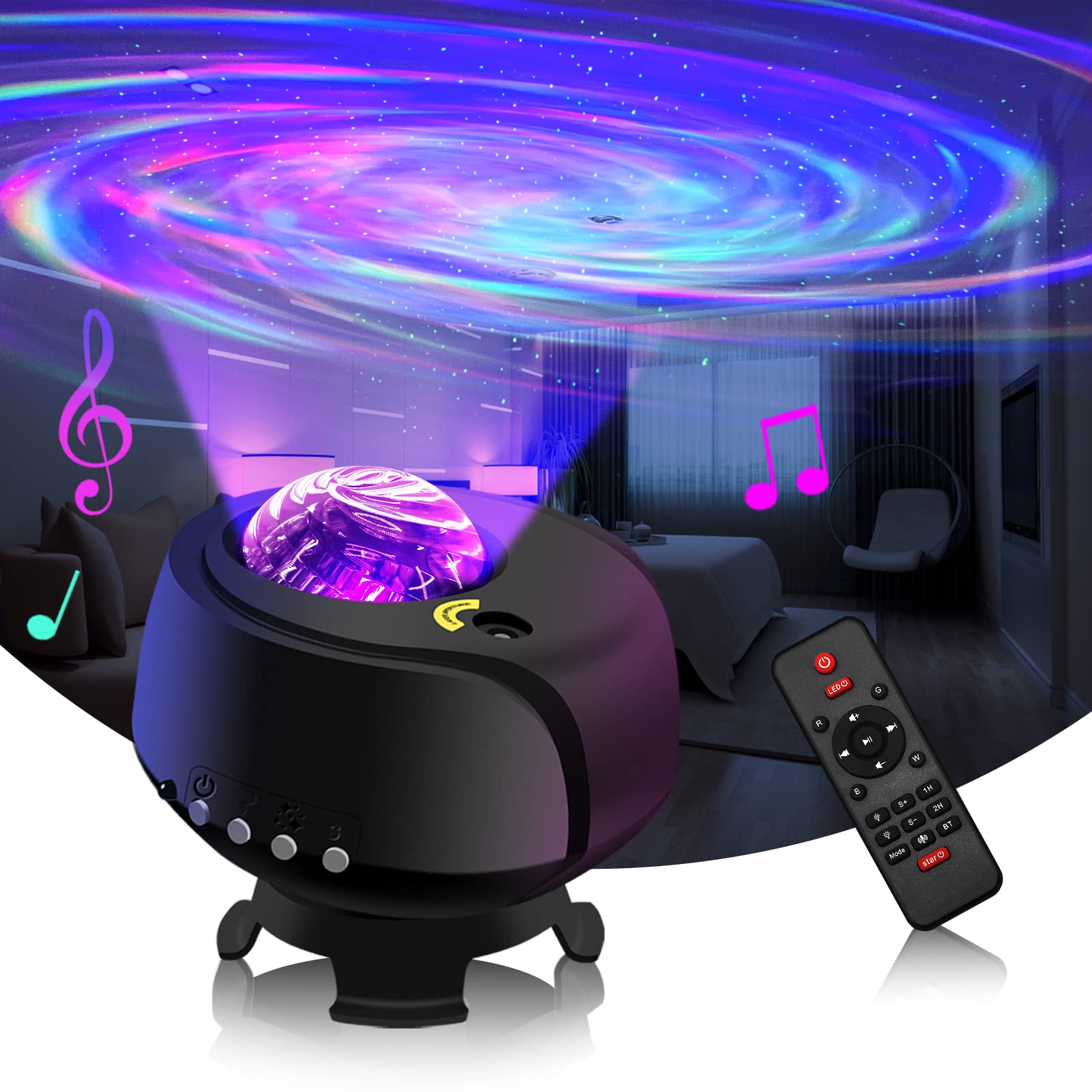 Star Projector, Auroral Galaxy Night Light, with Changing Nebula and Galaxy Shapes Galaxy Night Light