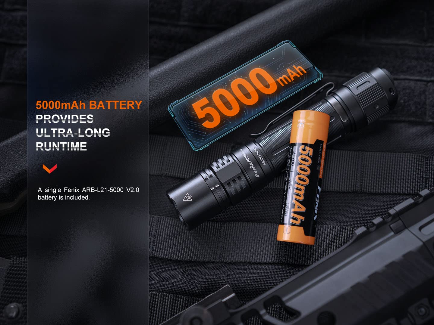 Fenix PD36R Pro Tactical Flashlight 2800 Lumen USB Rechargeable Aluminum Black Model EDB-FEN-PD36RPRO-BBX3