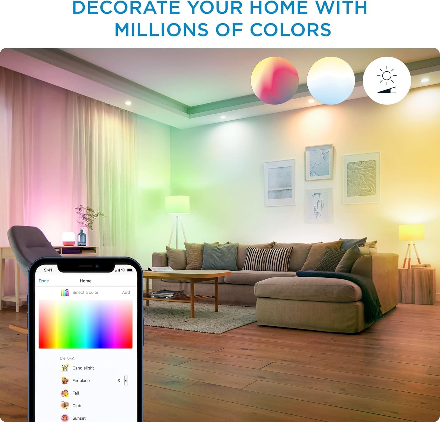 Wiz Connected 2-Pack Color 60W A19 Smart Wifi Light Bulb, 16 Million Colors, Compatible With Alexa And Google Home Assistant, No