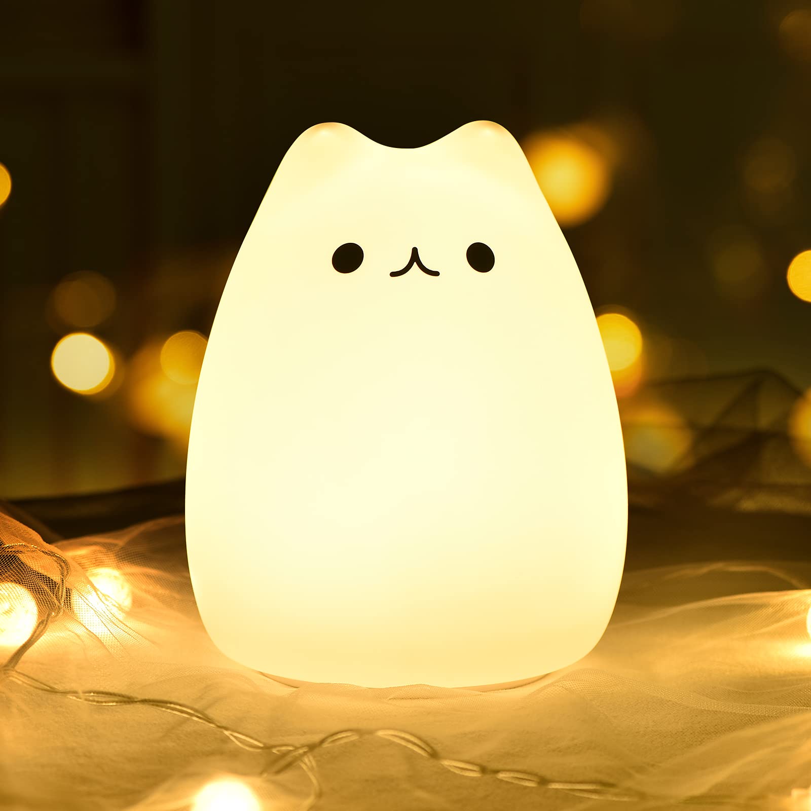 GoLine Cat Lamp, Silicone Night Light, 6 Inch, Celebrity Cat, Model GL-NL003, Cute Kitty Design for Kids and Teens