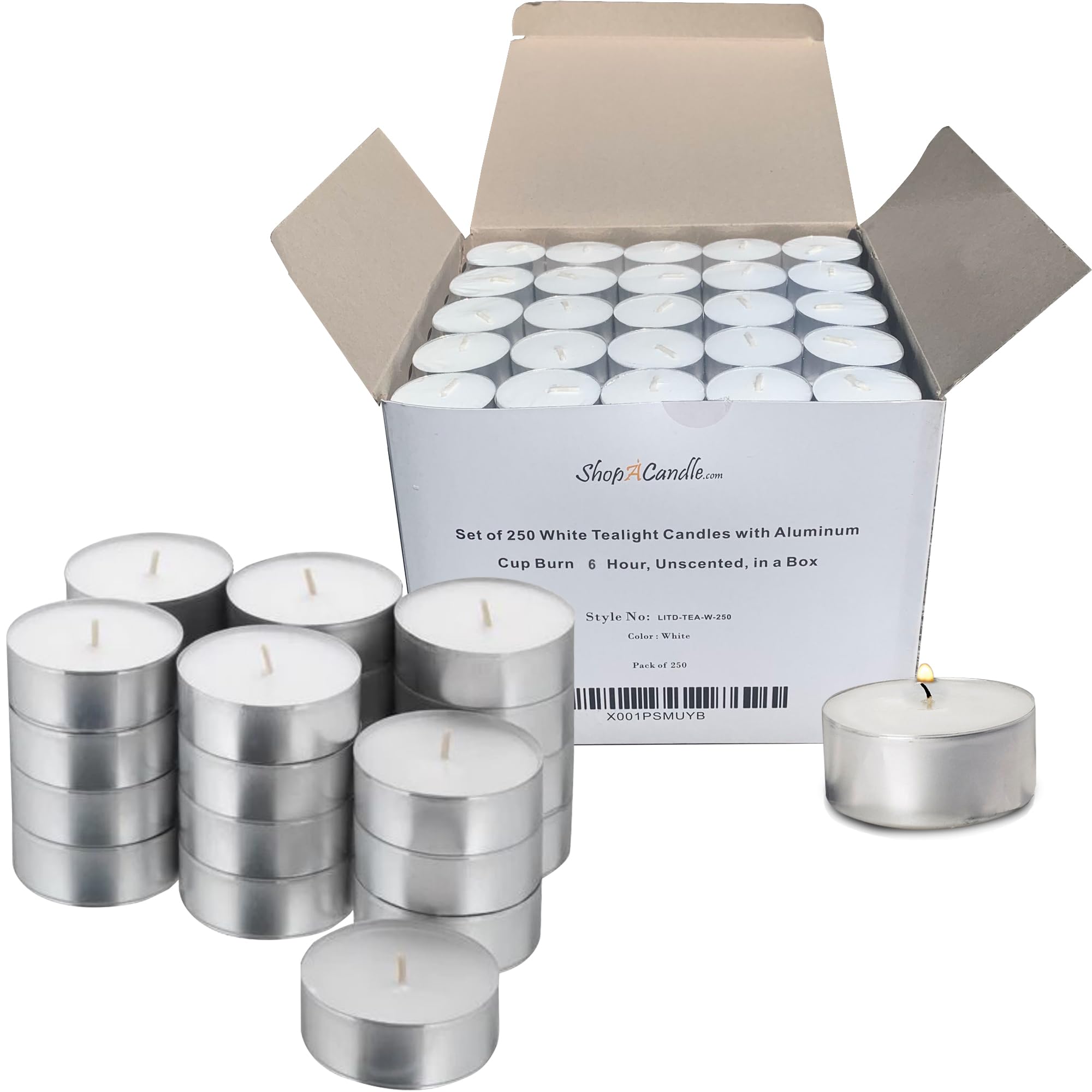 Tea Light Candles In Metal Cups - 6 Hours Clean, Long-Burning Unscented, White 250 Bulk Votive Lights For Romantic Dinners, Weddings, Spas & Hotels By Parnoo