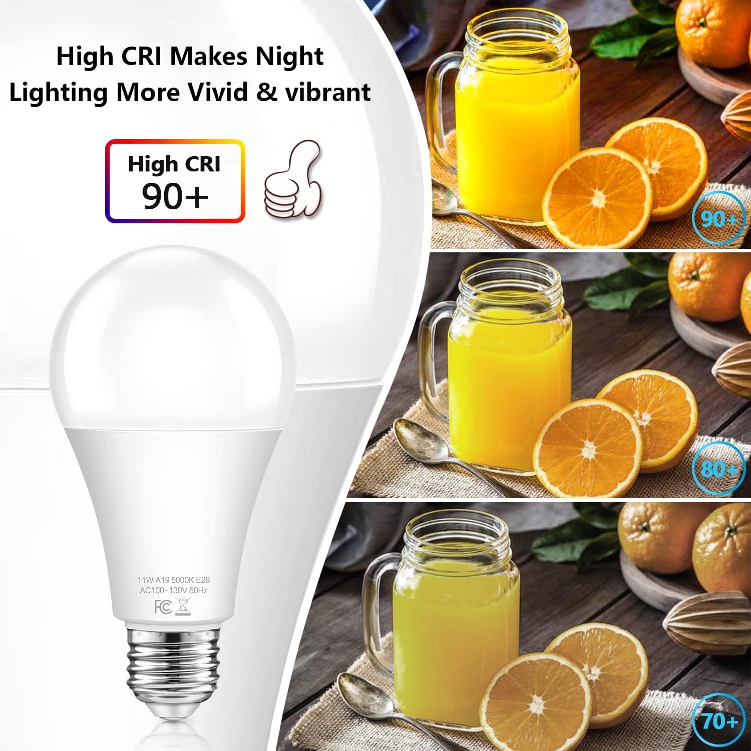 Dusk To Dawn Light Bulbs Outdoor 100 Watt Equivalent, 11W Automatic On/Off Sensor Light Bulb Daylight 5000K, A19 Outdoor Led Lig